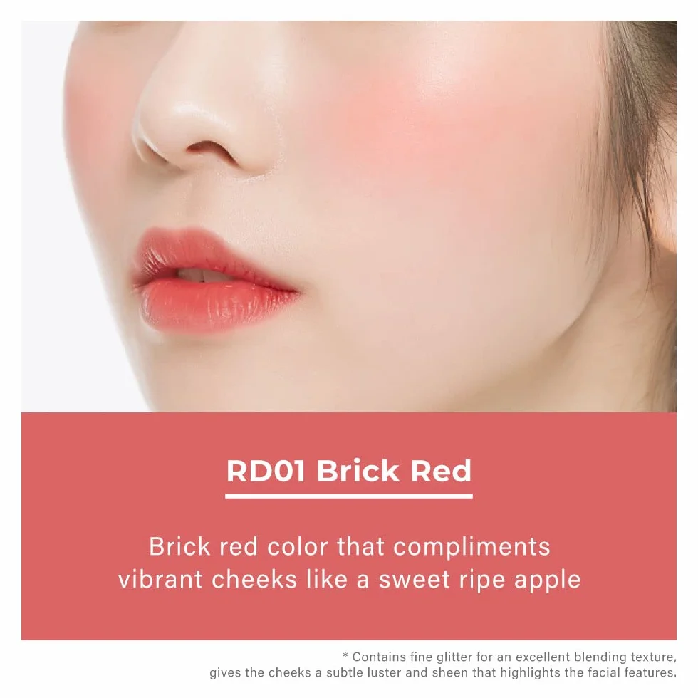 A'PIEU Juicy-Pang RD01 Blush en gelée doux au toucher pour les joues avec texture crème et poudre combinées pour une finition rosée naturelle, ne tombe pas, 4,8 g