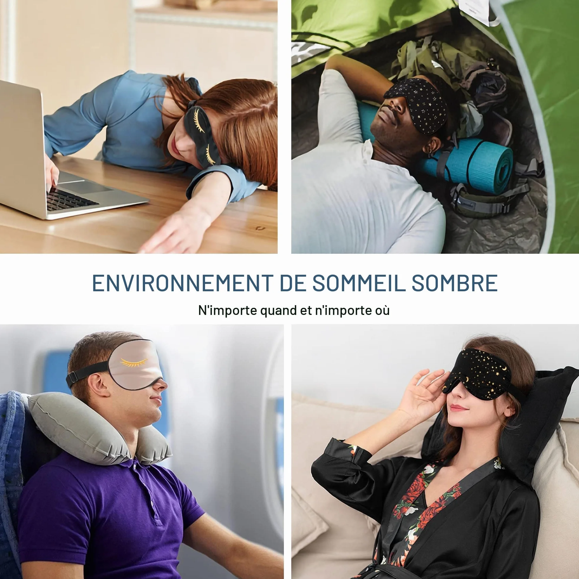 Masque de sommeil 100% soie avec sangle réglable Townssilk