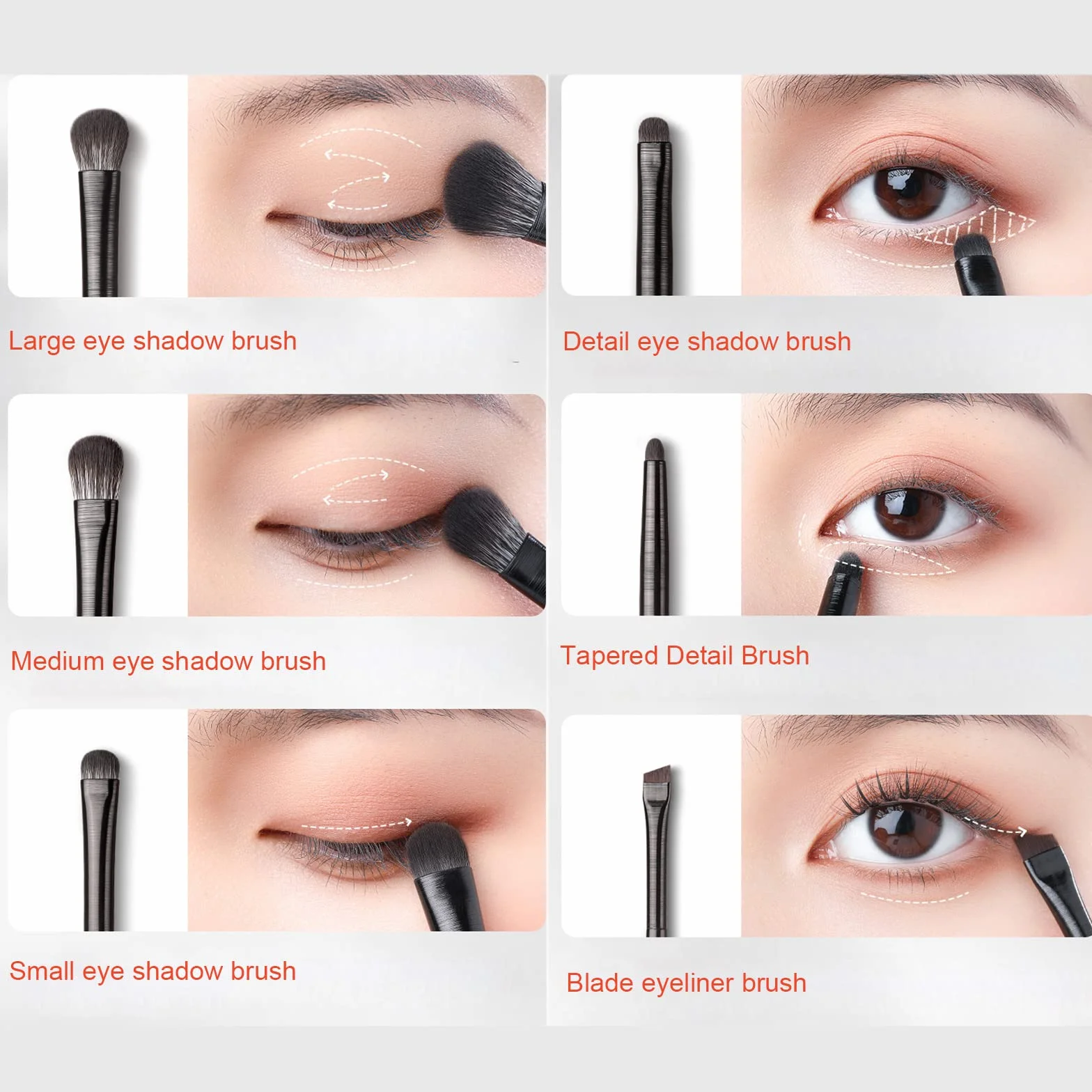 Pinceaux Maquillages 6 PCS Set, Pinceau de Maquillage EyeLiner, Pour Sourcils Yeux Cil Angle Incliné ultra fin