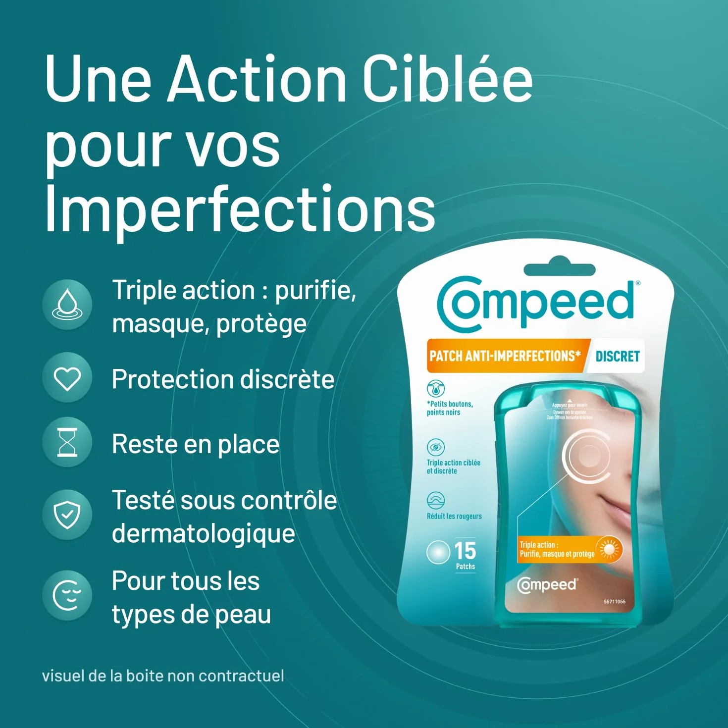 Compeed Patchs anti-imperfections hydrocolloïdes discrets 15 pièces 1.5x1.5 cm