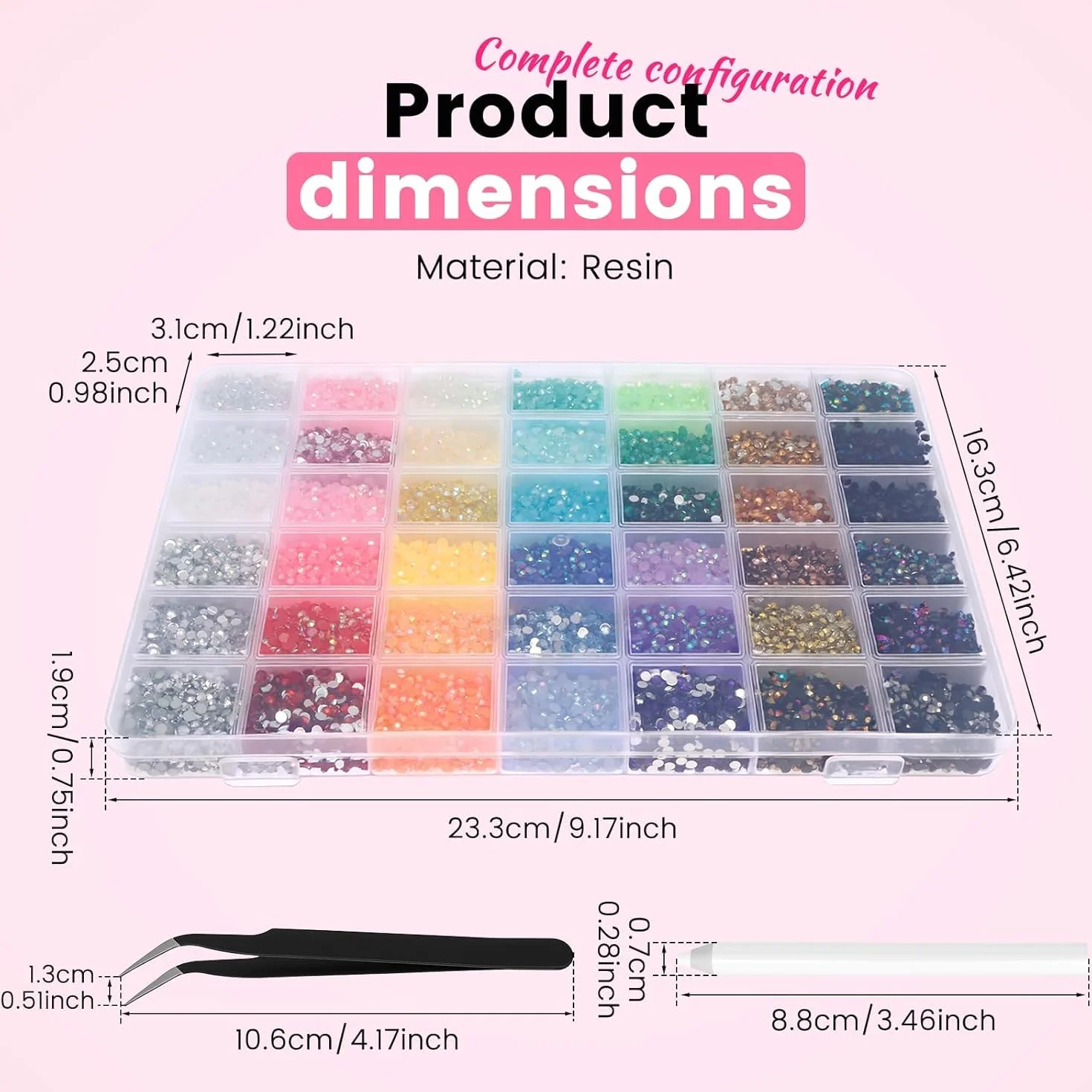 Bedazzling Kit 32 000 Pièces Strass 3mm Dos Plat avec Pince à épiler et Stylo pour Vêtements