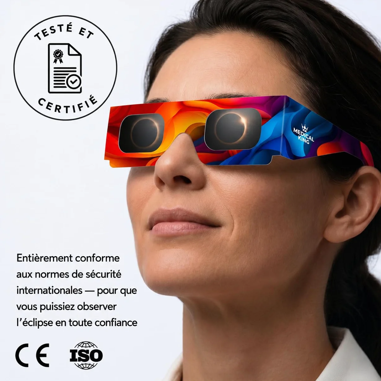 Lunettes Eclipse Solaire ISO 12312-2 Lot de 2/12/20 Paires avec Filtres Solaires Smartphone Protection des Yeux