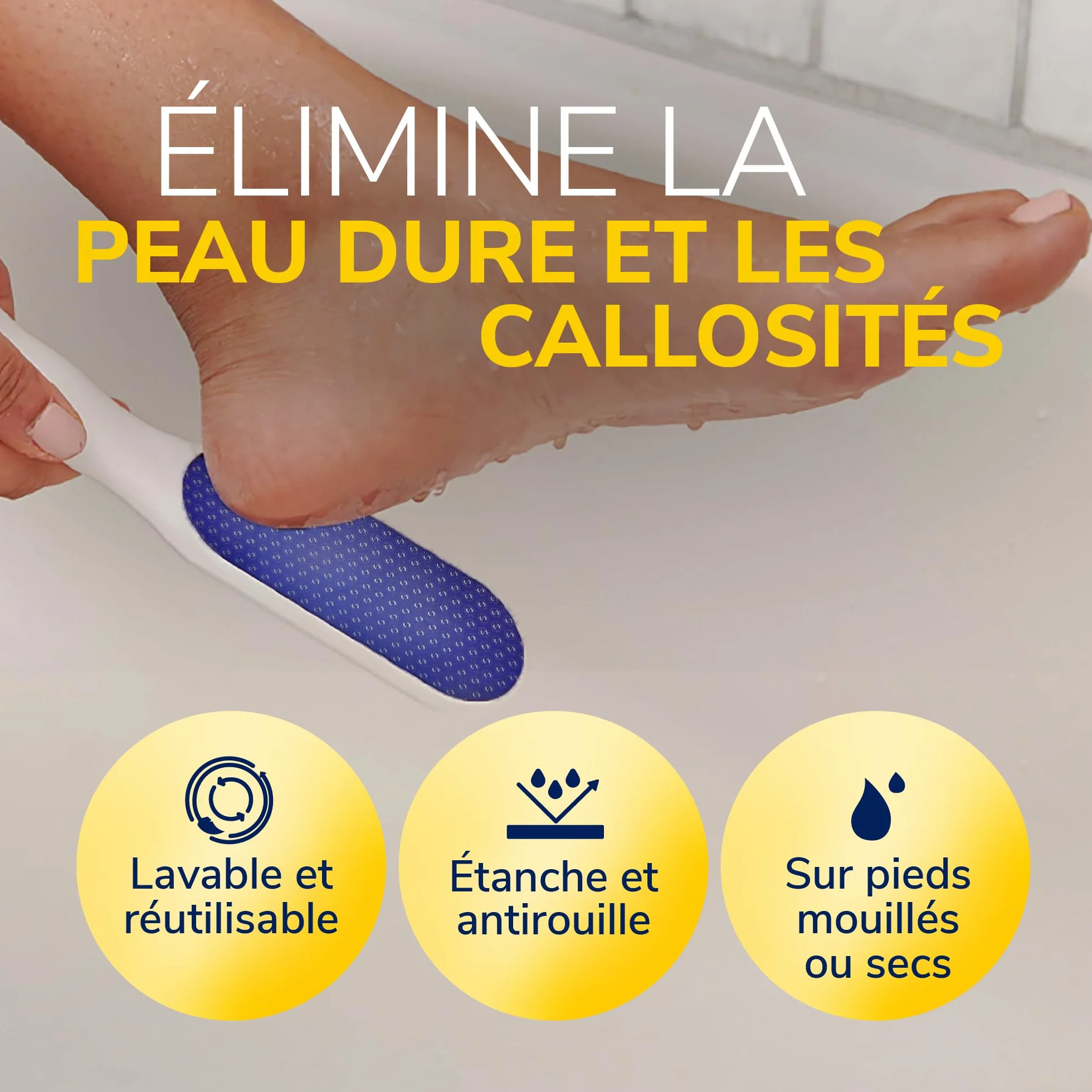 Dr. Scholl’s Râpe Pieds Manuelle en Nano Verre – Élimine Peau Dure et Callosités – Etanche, Lavable