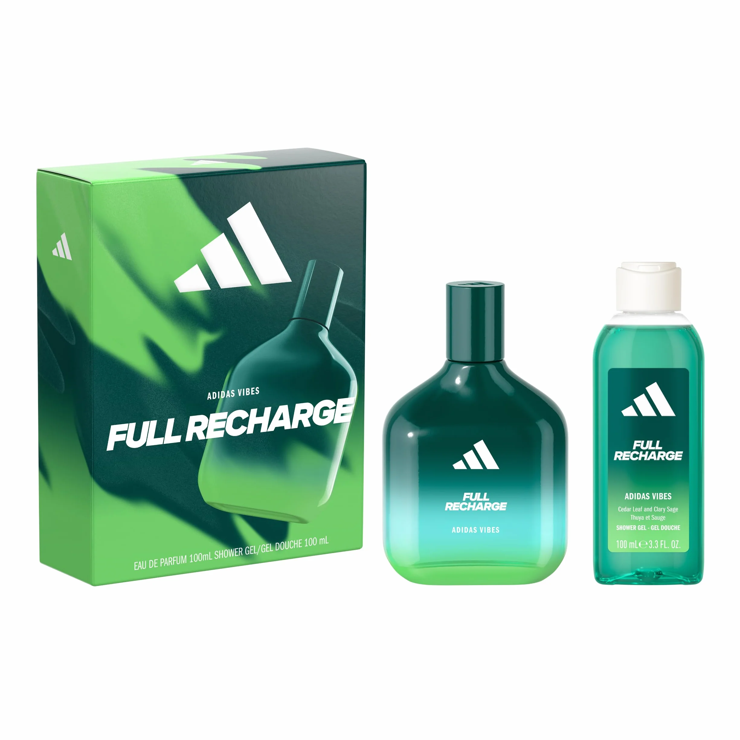 adidas, Coffret cadeau adidas Vibes Full Recharge, avec Eau de Parfum 100ml et douche 100ml