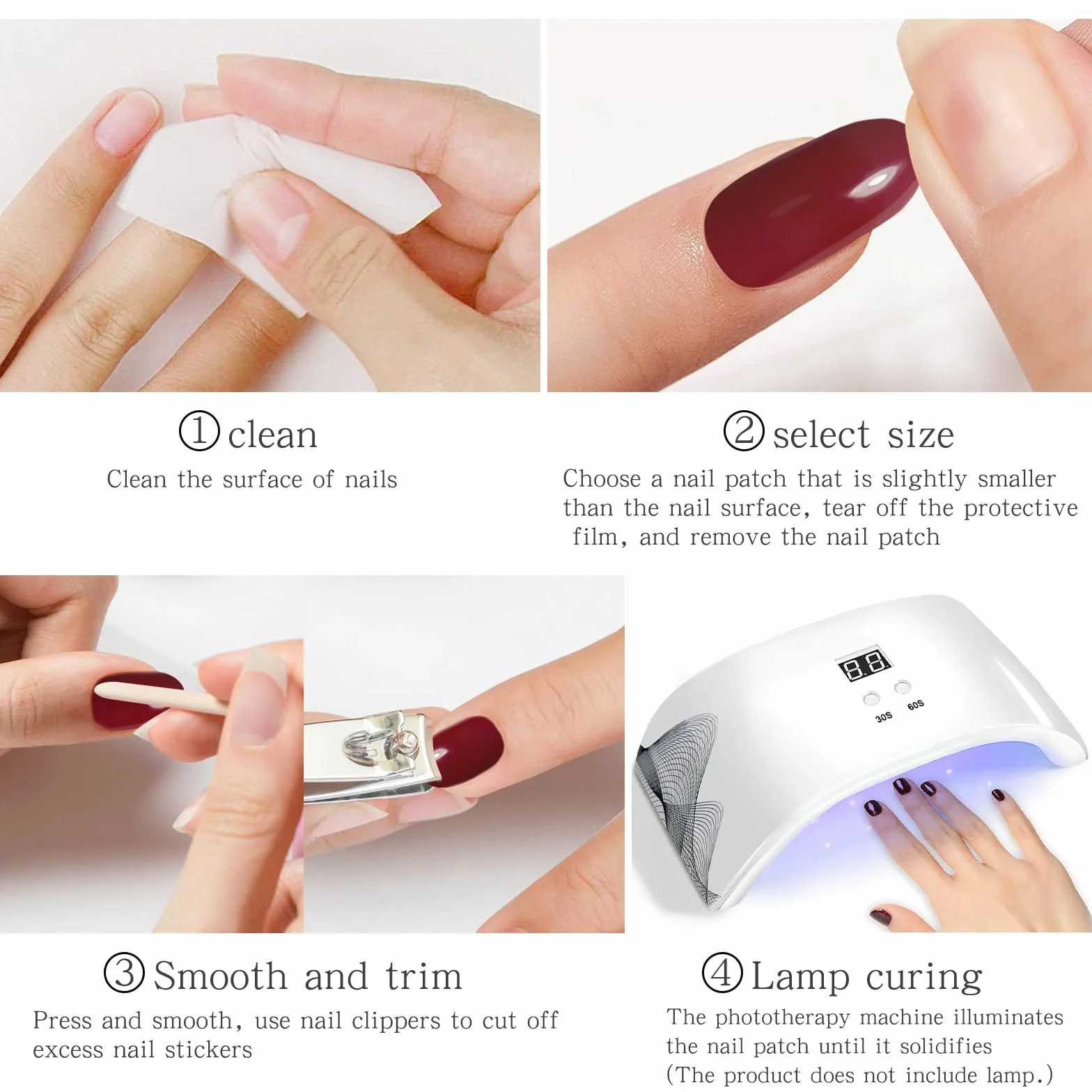 Autocollants pour ongles en gel French Tip blanc semi durcies UV LED