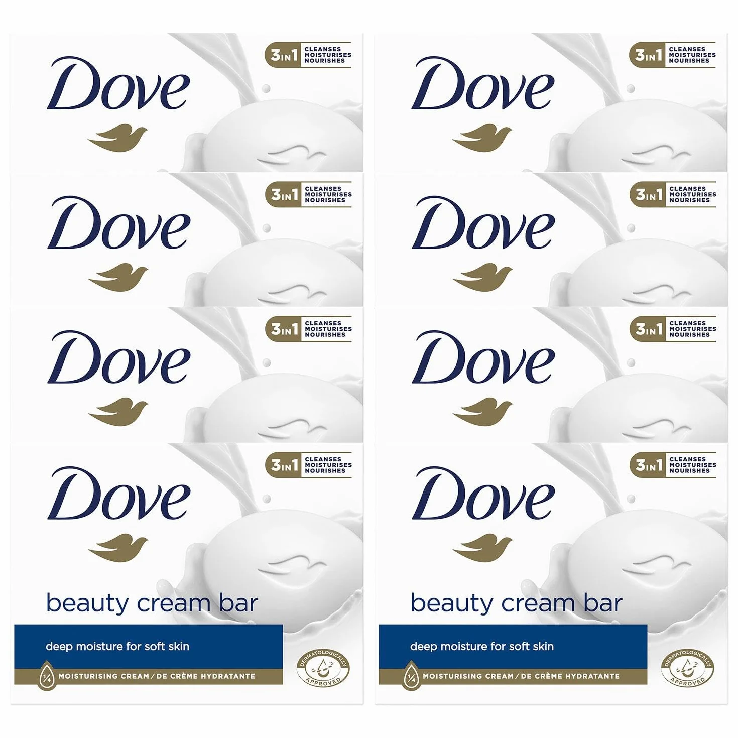 Dove Savon de bain 3 en 1 Originale 8x90 g nettoie hydrate nourrit sans sulfate