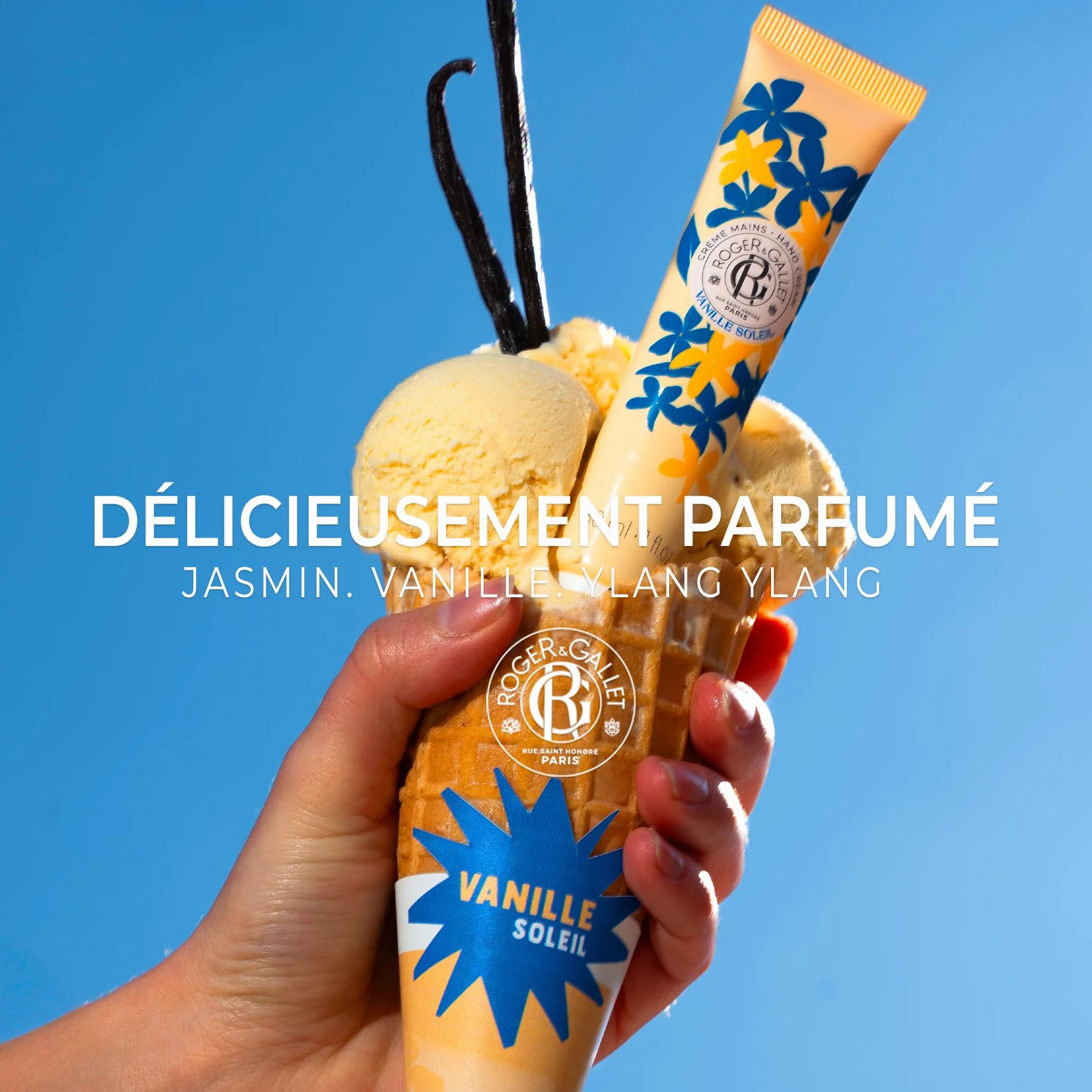 Roger&Gallet Crème Mains Bienfaisante Vanille Soleil 30 ml Soin Nourrissant Jasmin Ylang-Ylang