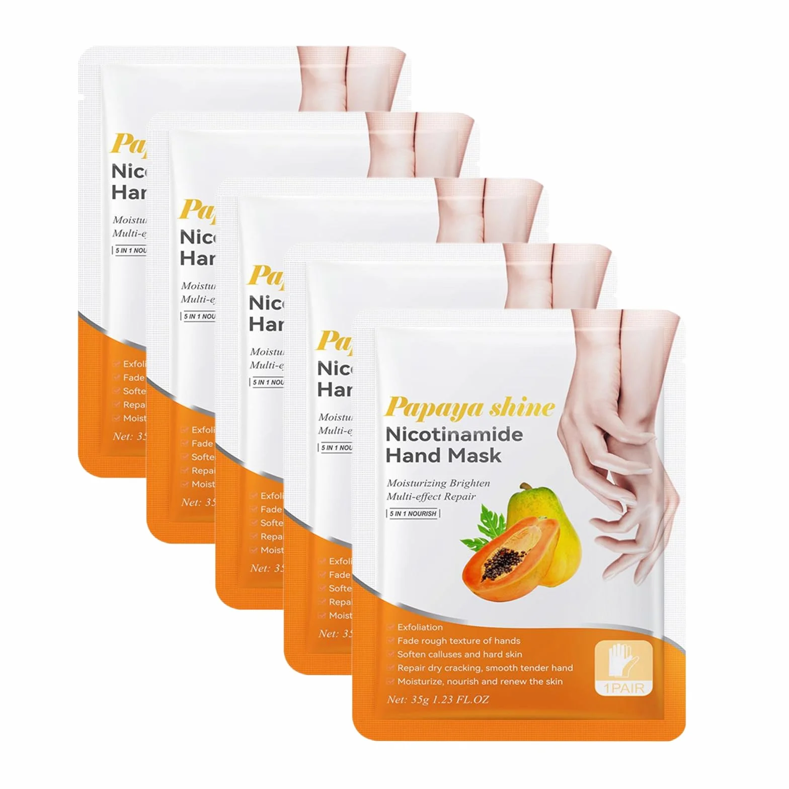 Masque Nourrissant pour les Mains à la Papaye, Hand Mask, Gants Hydratants pour Mains Sèches et Gercées