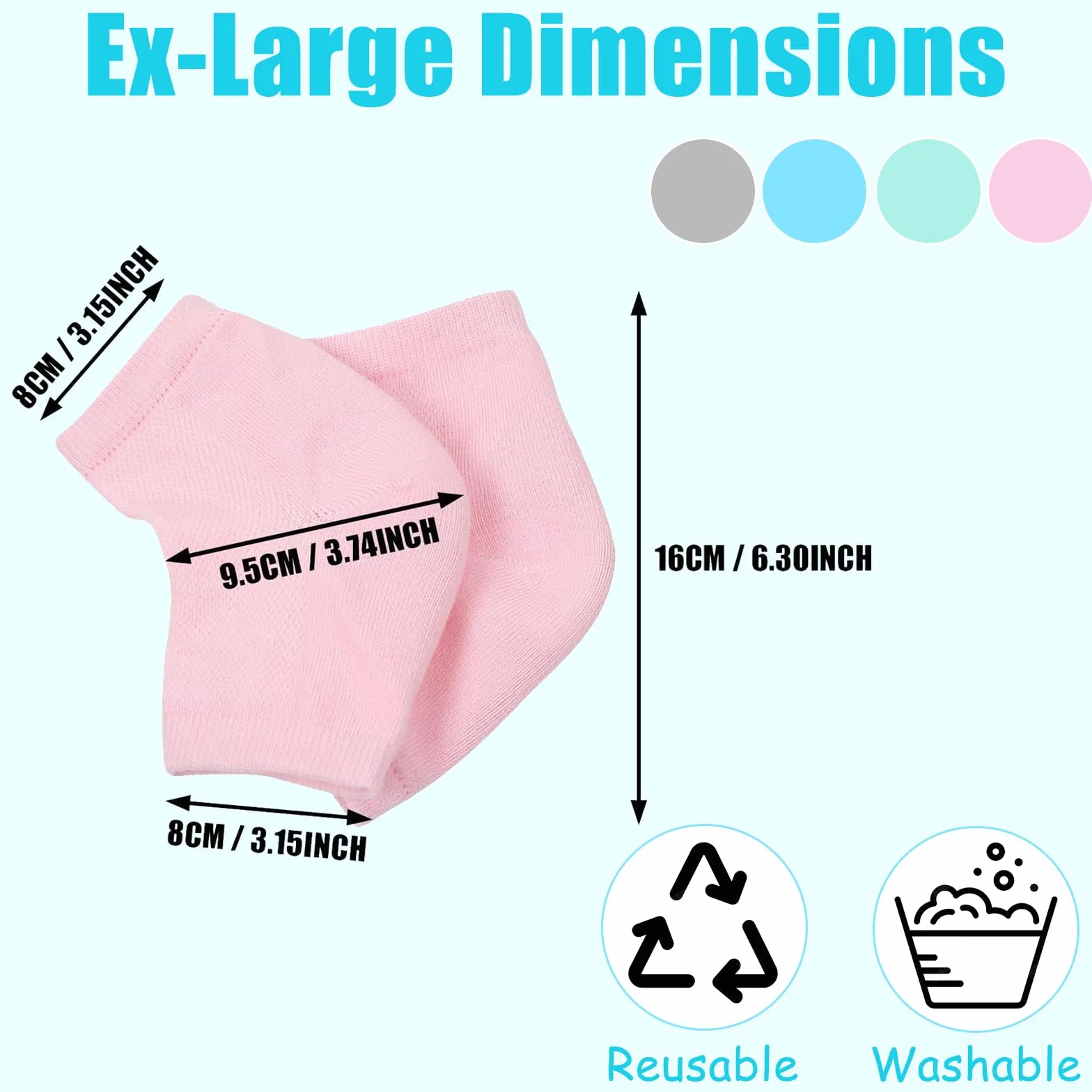 Chaussettes Hydratantes Réutilisables Talon en Gel Ventilé à Bout Ouvert Silicone Souple pour Pieds Secs et Craquelés