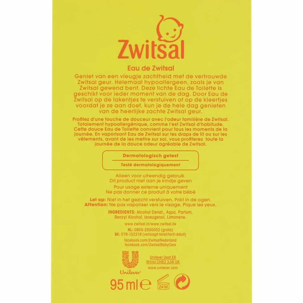 Eau de toilette Zwitsal pour bébé - Parfum - 95 ml