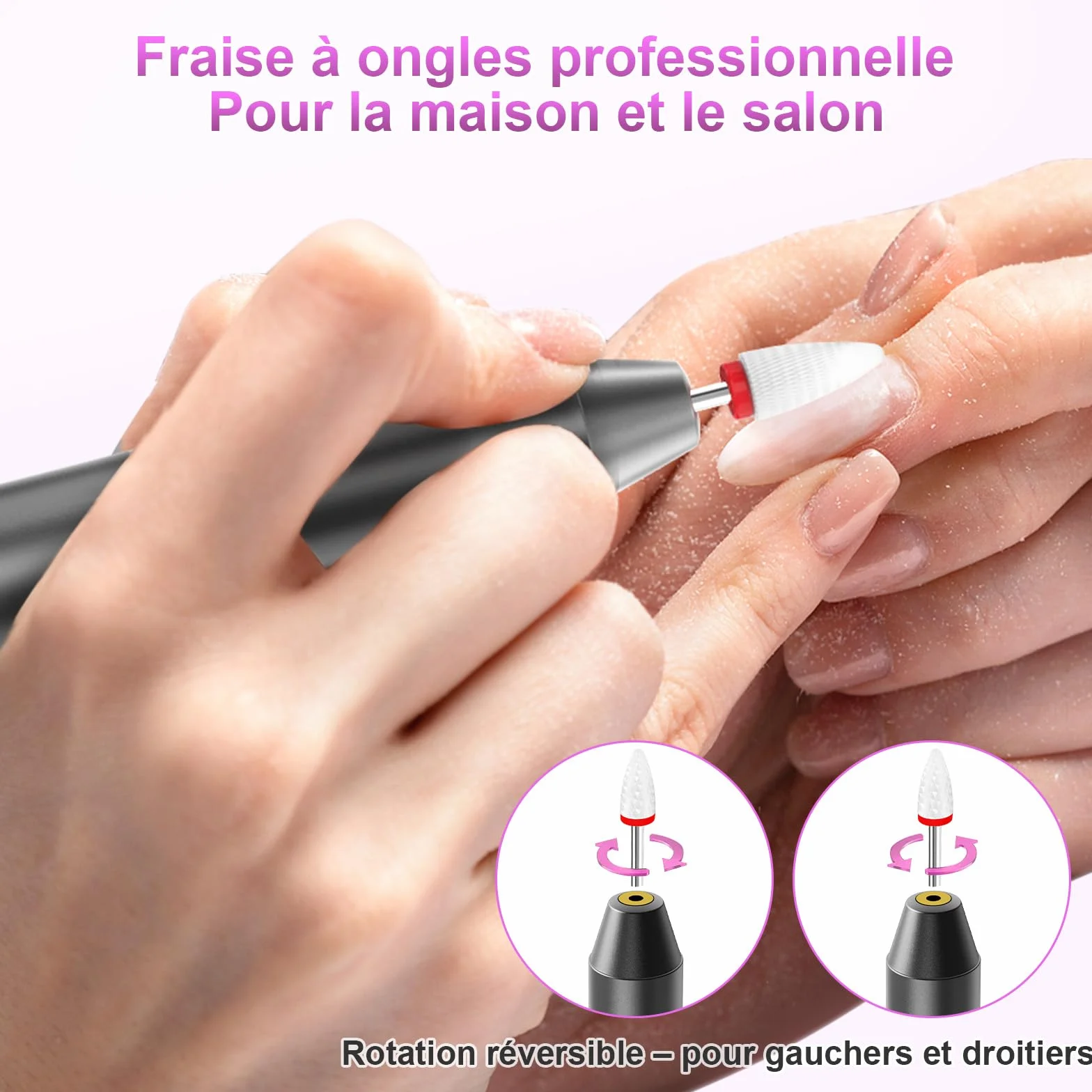 POFIBO Ponceuse pour Ongles Professionnel - 12 en 1 Lime a Ongle Electrique 35000RPM avec LCD écran Numérique, sans fil, 5 vitesses réglables - Kit de Manucure Pédicure Rechargeable Vitesse