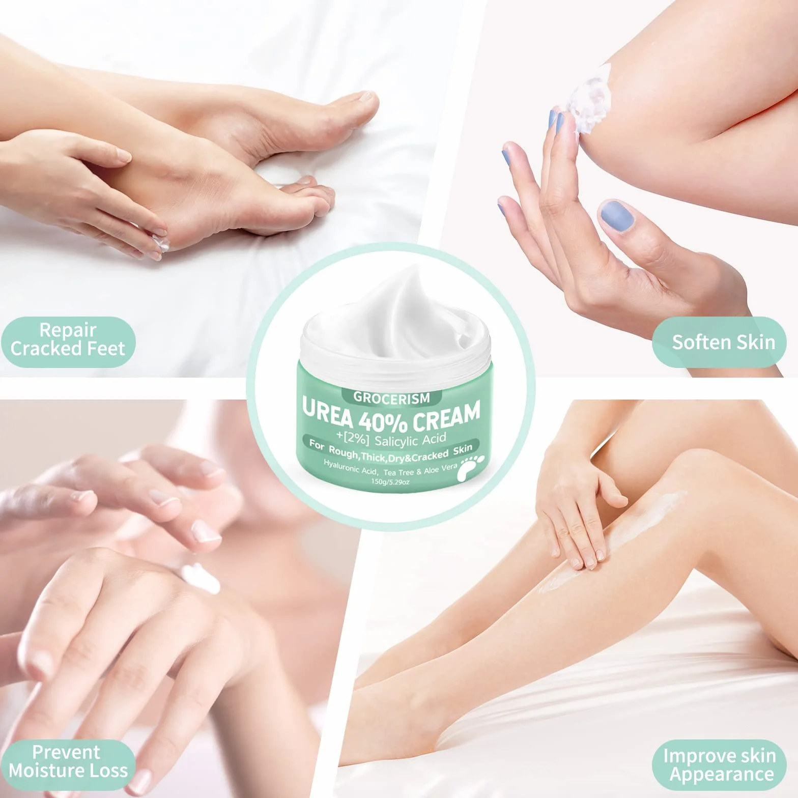 Crème à l'Urée 40% Acide Salicylique Pieds Mains Hydrate Élimine Callosités Adoucit 150 g