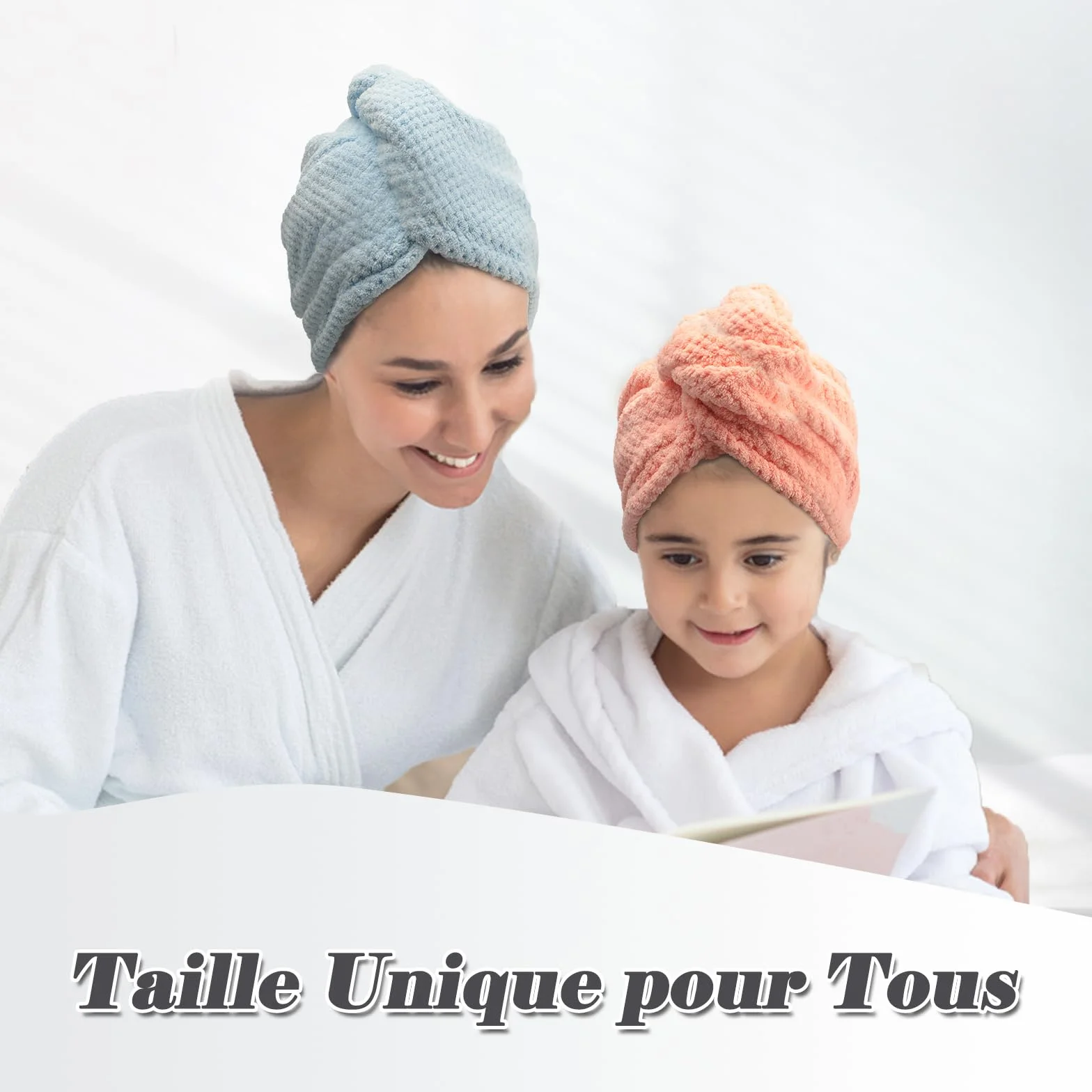 FREATECH Lot de 3 Serviettes en Microfibre pour Cheveux, Turban Anti-frisottis, Super Absorbantes