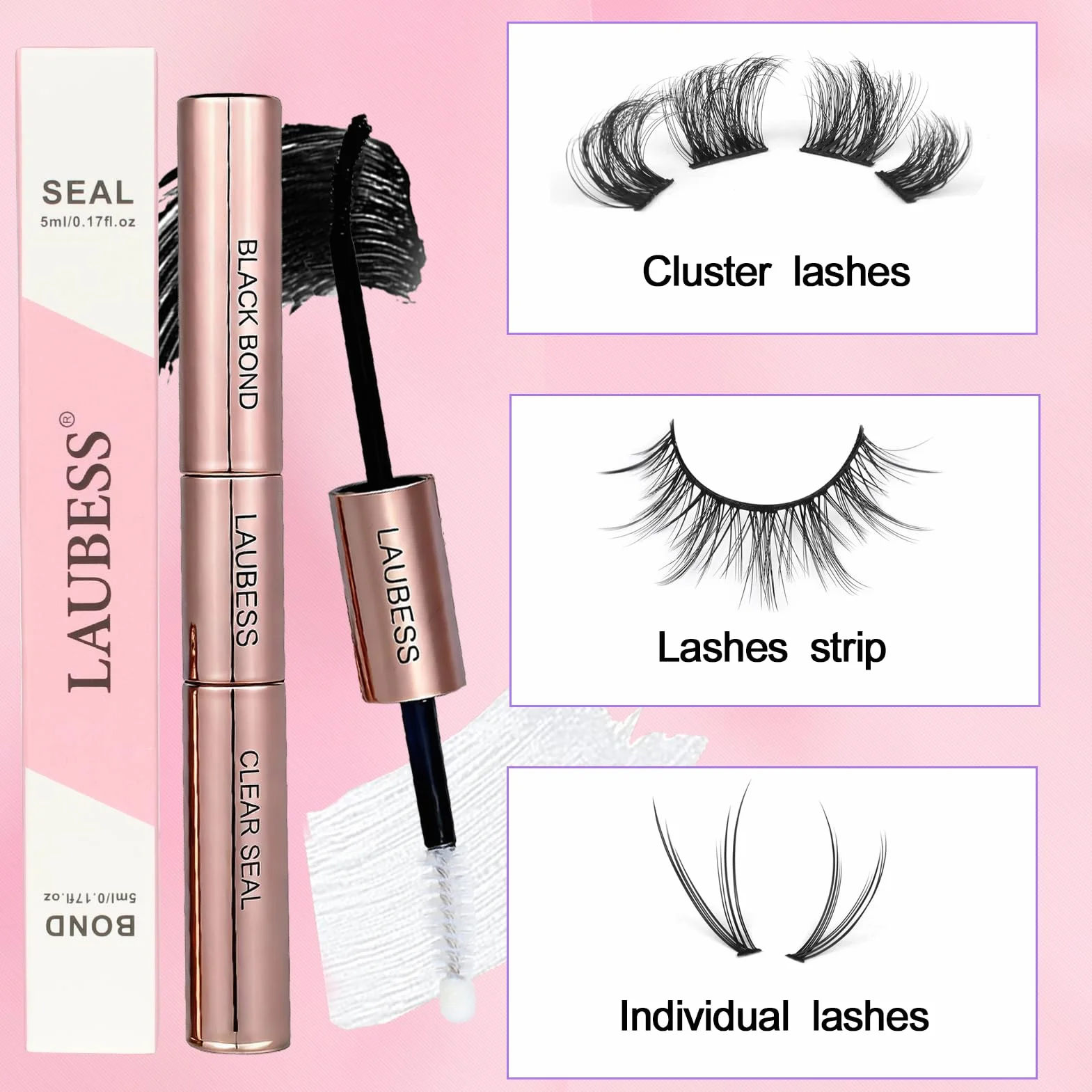 Colle Faux Cils Waterproof LAUBESS Extension Cils 10ml Black/Clear