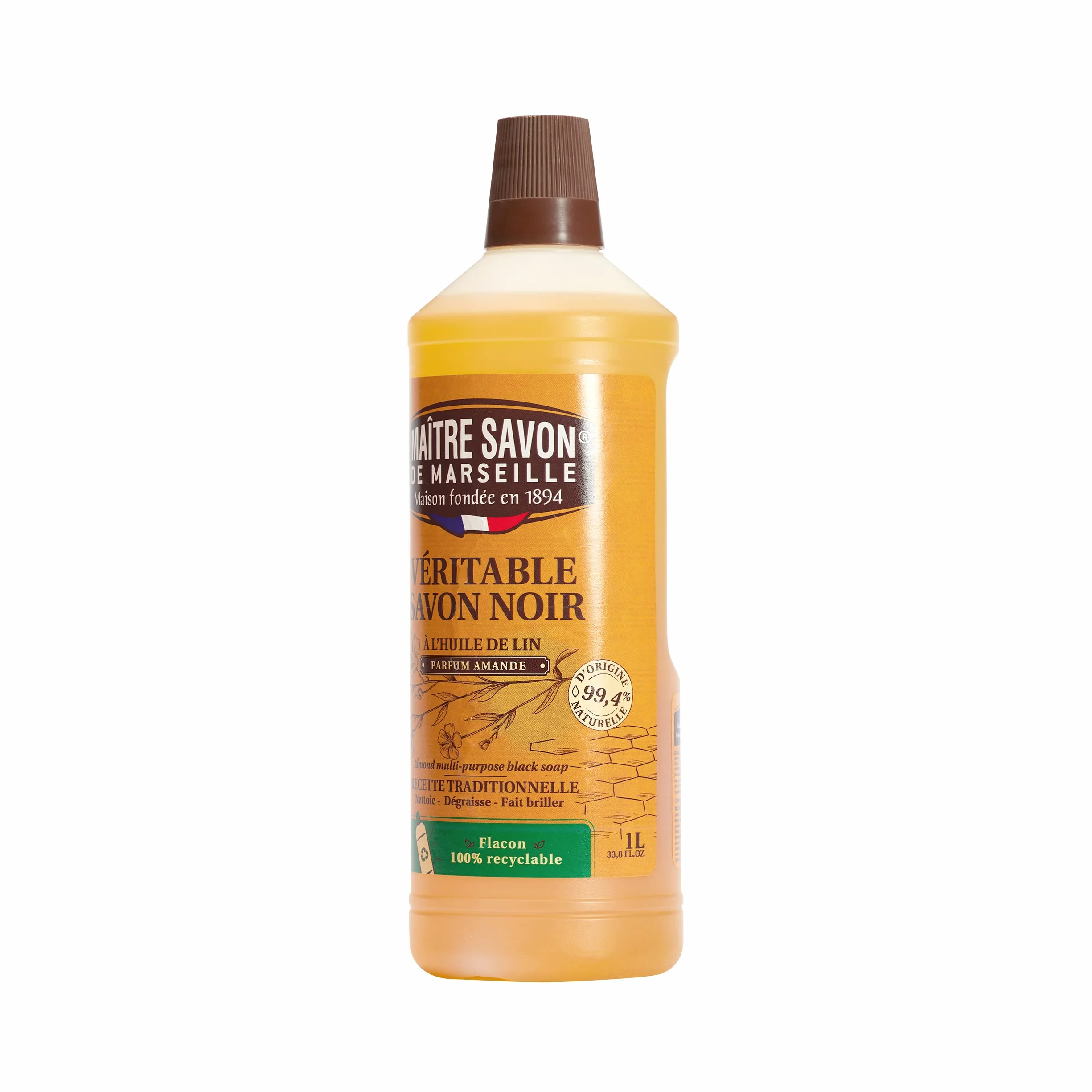 Savon Noir Liquide à l'huile de Lin MAITRE SAVON DE MARSEILLE 1L