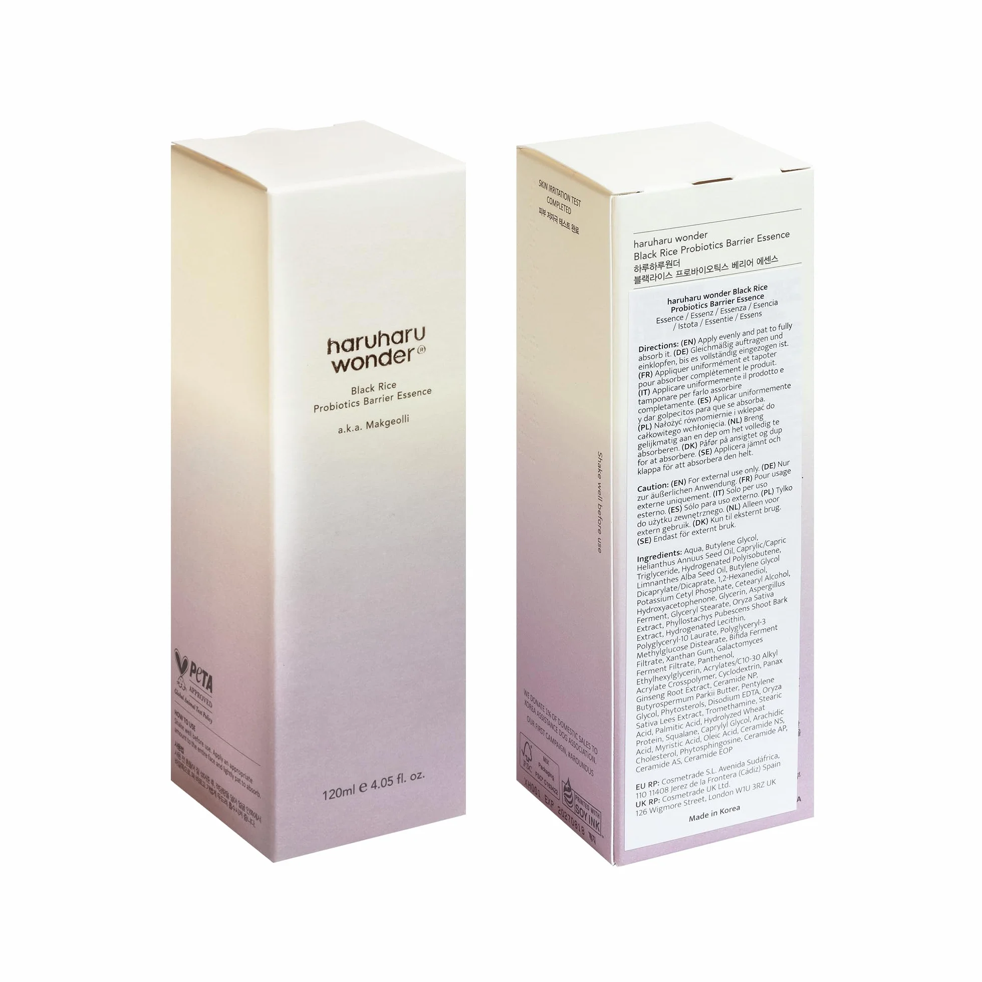 haruharu Wonder Black Rice Probiotics Barrier Essence 4.05 fl. oz. Toner with Ceramides Fermented Ingredients