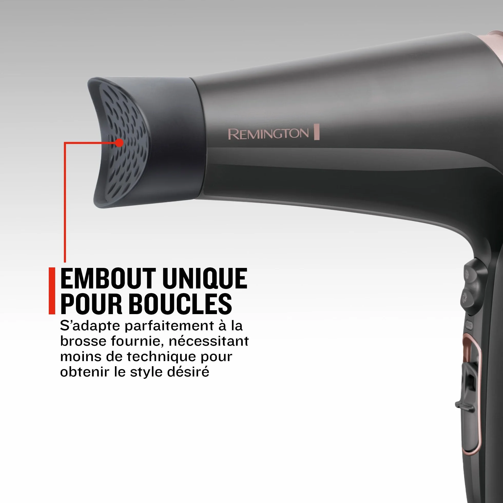 Remington Sèche-cheveux Ionique [Multifonction: boucle, ondule, lisse] Curl&Straight (2200W, 3 températures/ 2 vitesses, concentrateur incurvé unique, brosse à coiffer 45mm, accessoires) D5707