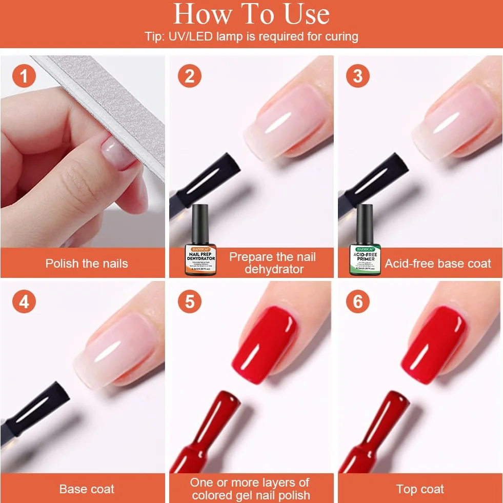Apprêt Déshydraté Sans Acide Nail Prep Primer Ongle Gel UV 8.5ml Kit 2PCS