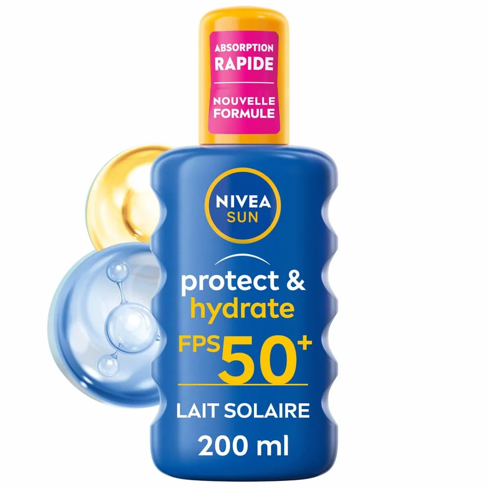 NIVEA SUN Spray Solaire Protect & Hydrate SPF 50+ 200 ml Protection Solaire Haute Protection Visage Corps