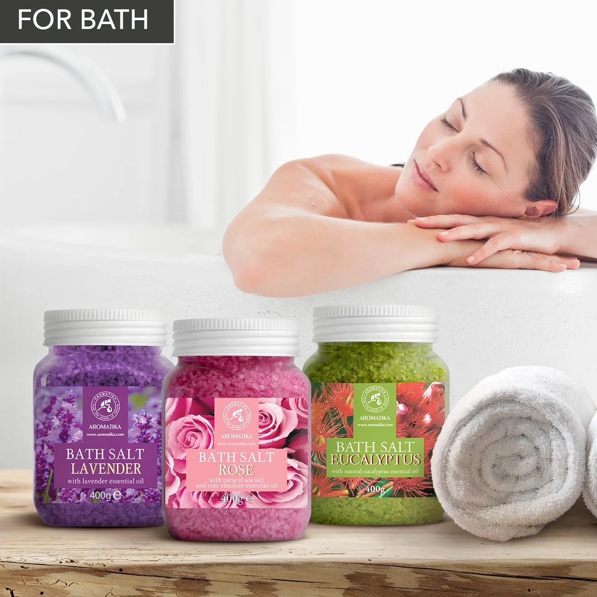 Sels de Bain Set 3x400g Lavande Rosa Eucalyptus Naturelle