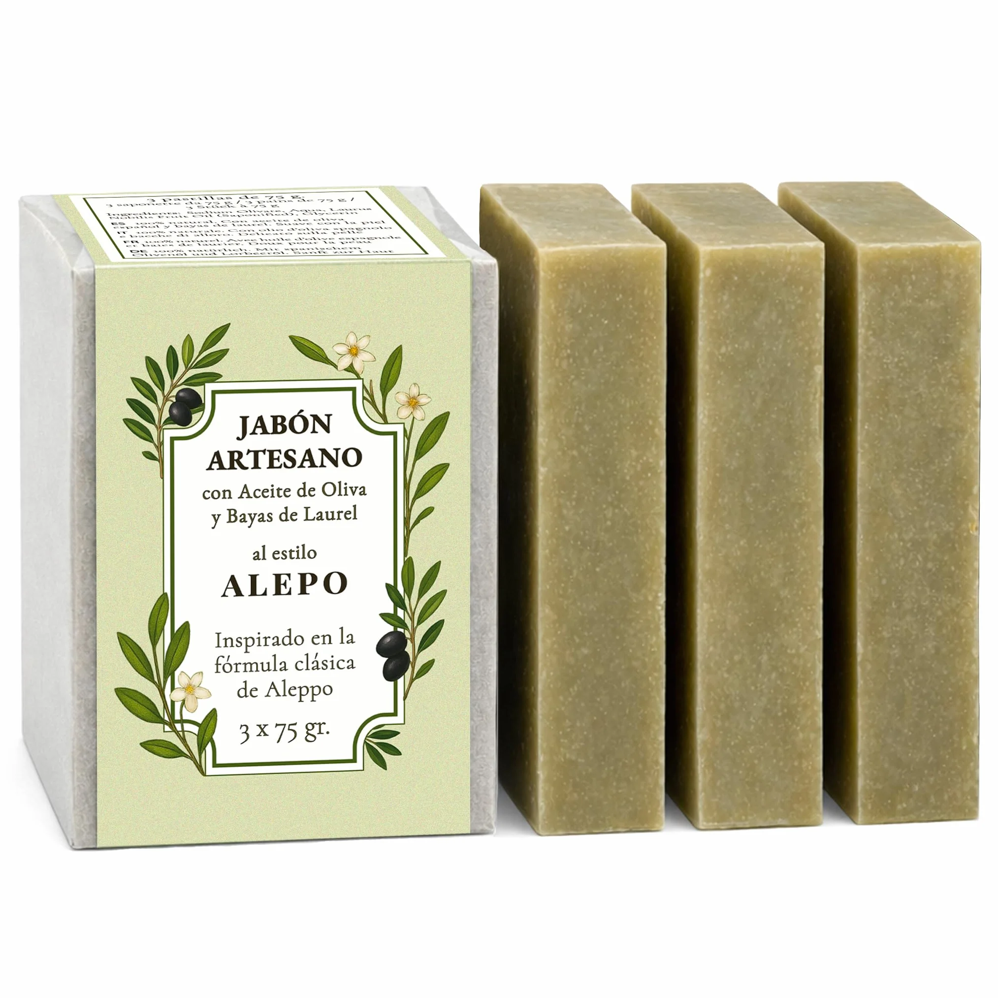Savon d'Alep naturel huile d'Olive laurier antiseptique 3 savon solide corps peaux sensibles acné