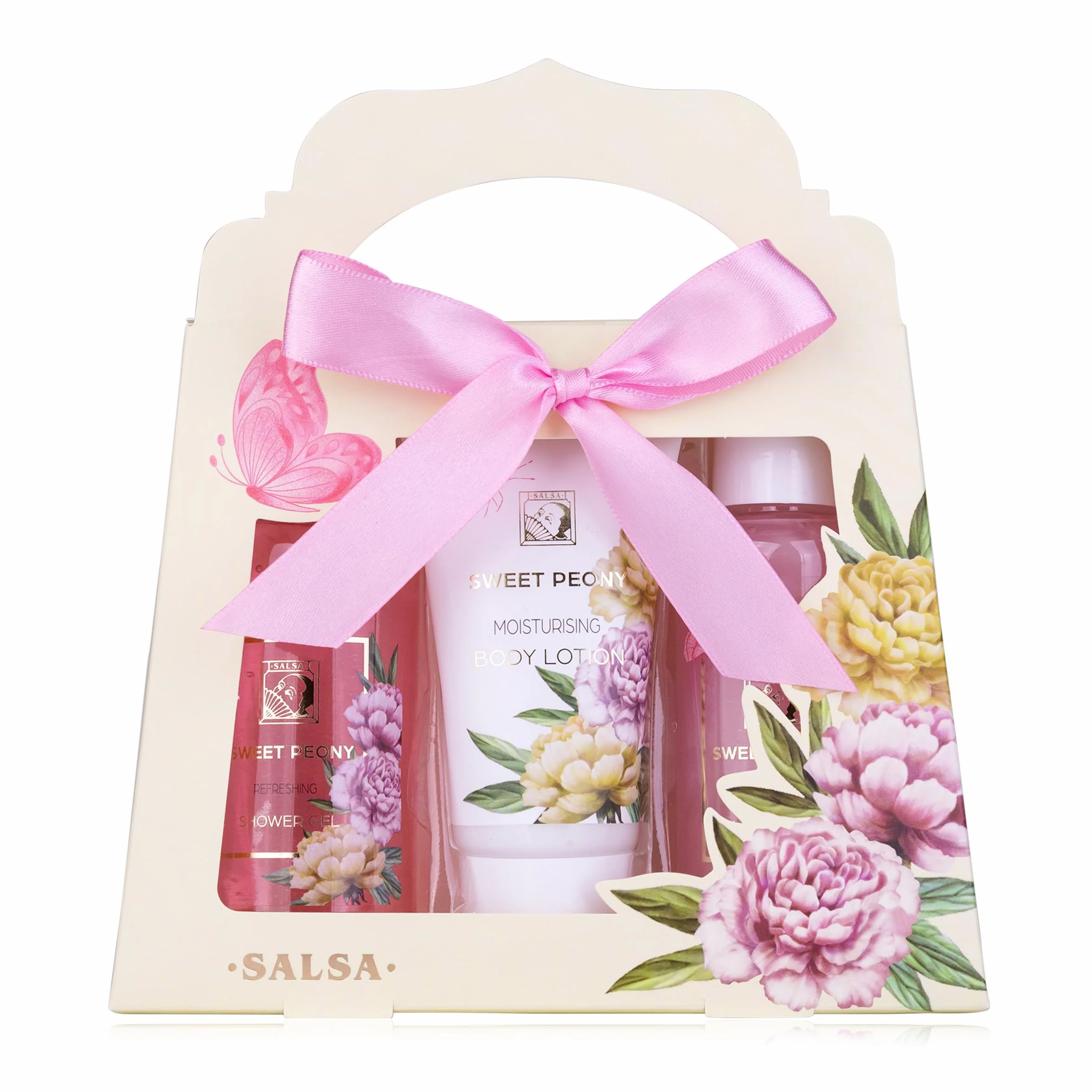 Accentra Set de douche SWEET PEONY 3 pièces gel douche lotion bain moussant boîte cadeau