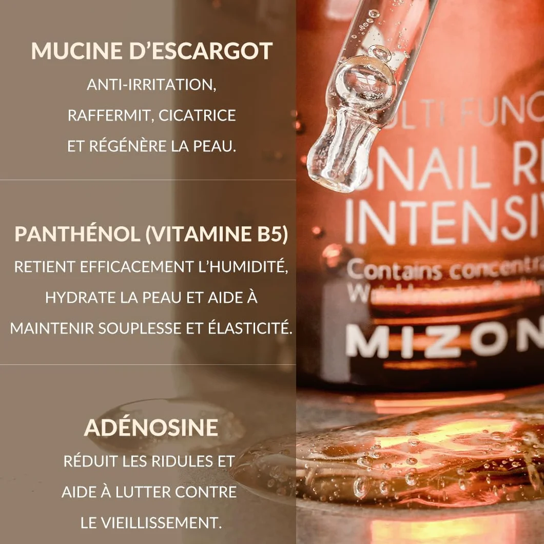 MIZON SNAIL REPAIR INTENSIVE AMPOULE 30ml Sérum réparateur extrait de mucine d'escargot 80% anti-âge