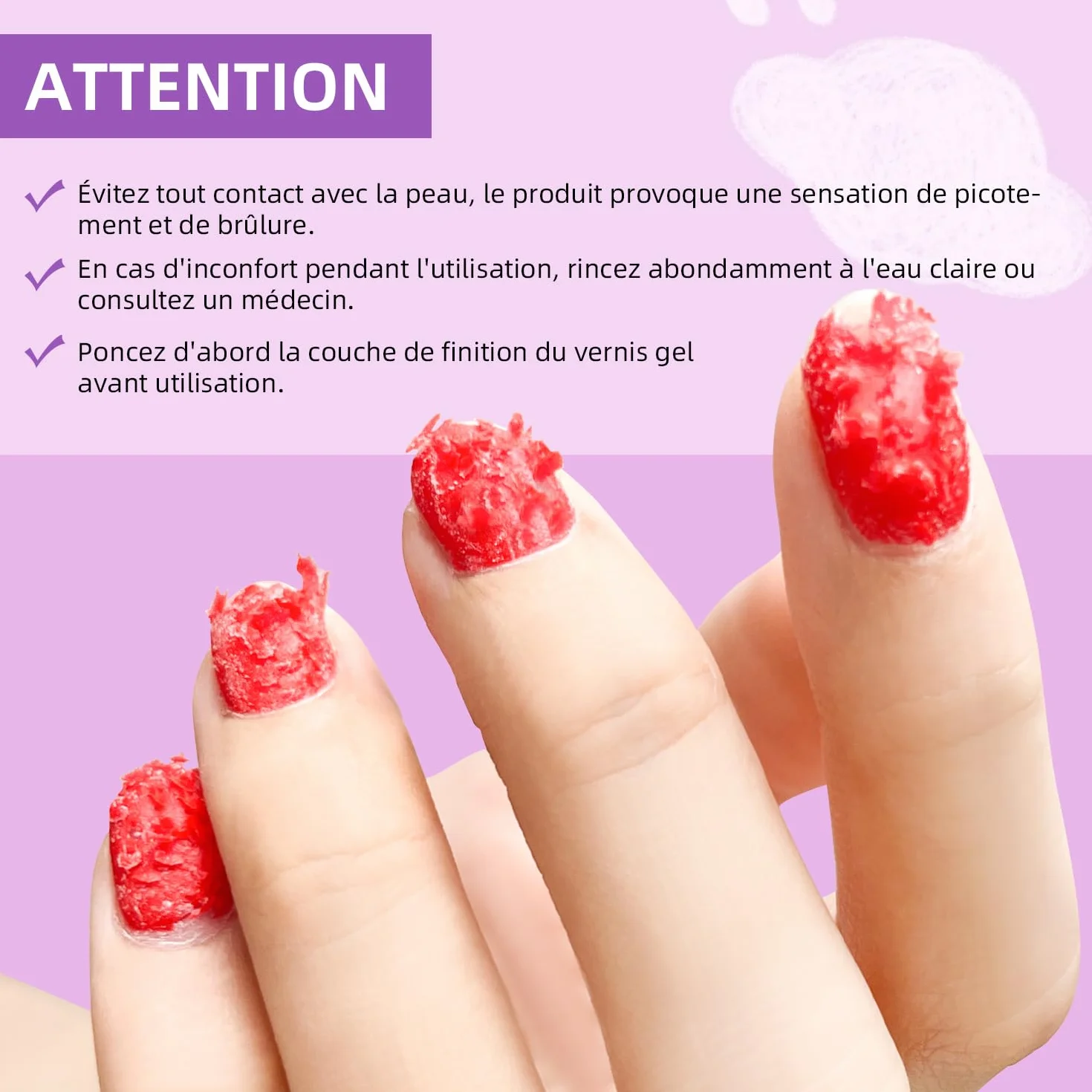 Dissolvant Vernis Semi-Permanent 18 Ml Grande Capacité - Pas Besoin de Tremper - Dissolvant Pour Ongles en Gel - S'élimine en 3-5 Minutes