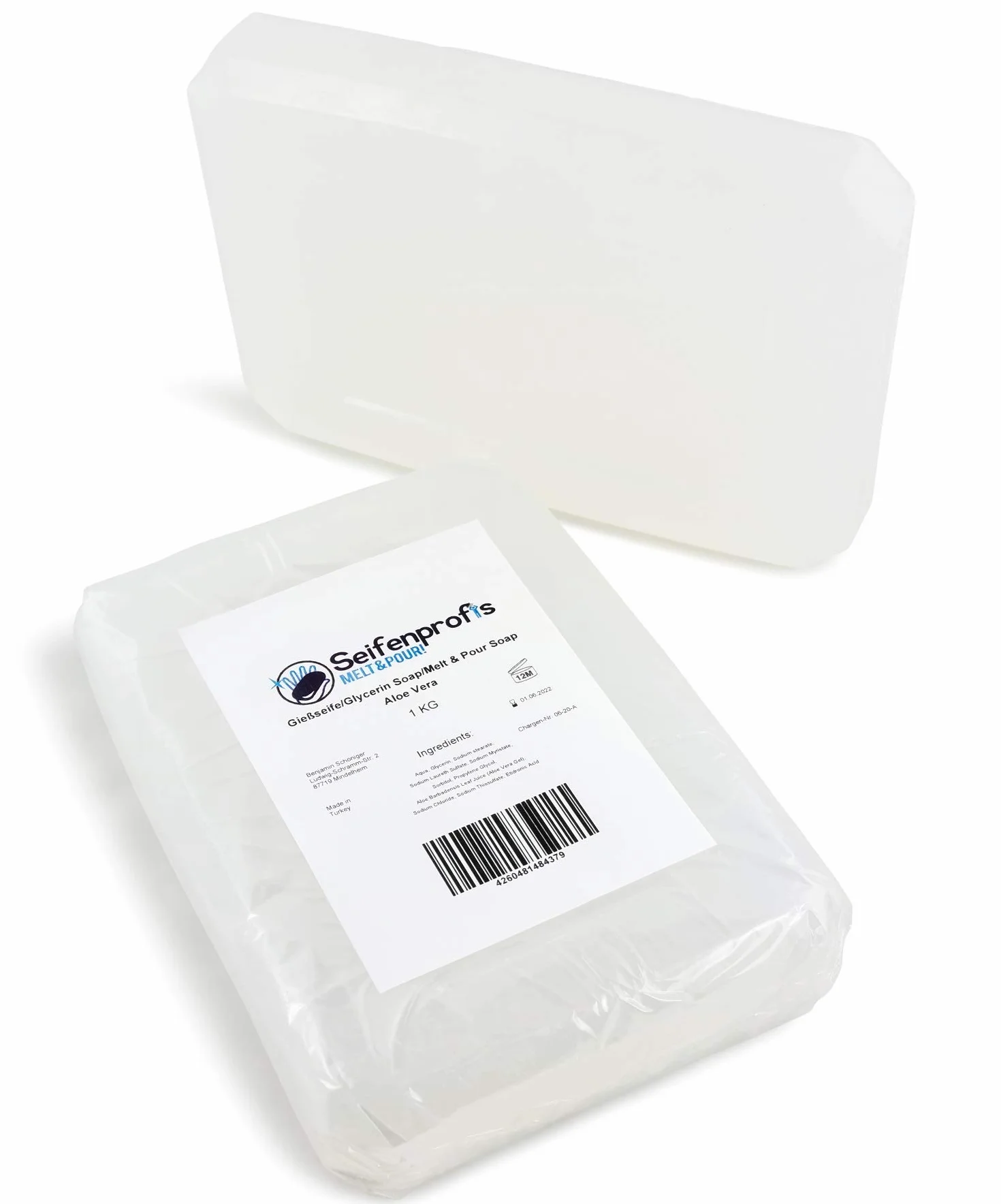 Savon à l'Aloe Vera Base de savon brut à la glycérine 1kg sans SLS SCS 100% végétalien Transparent