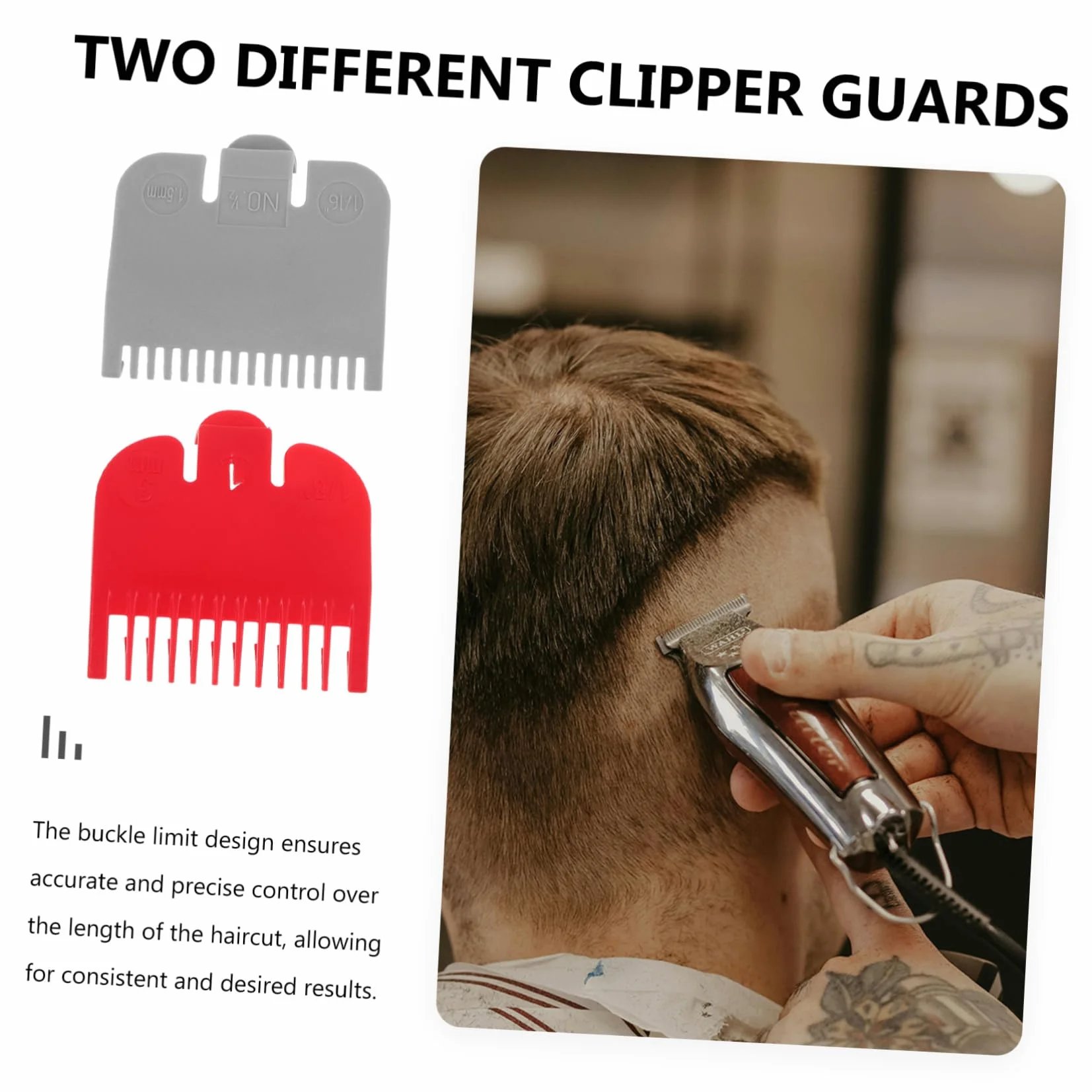 Accessoires Guides de Coupe pour Tondeuse Cheveux 2 Pièces Plastique Coloré Usage Professionnel