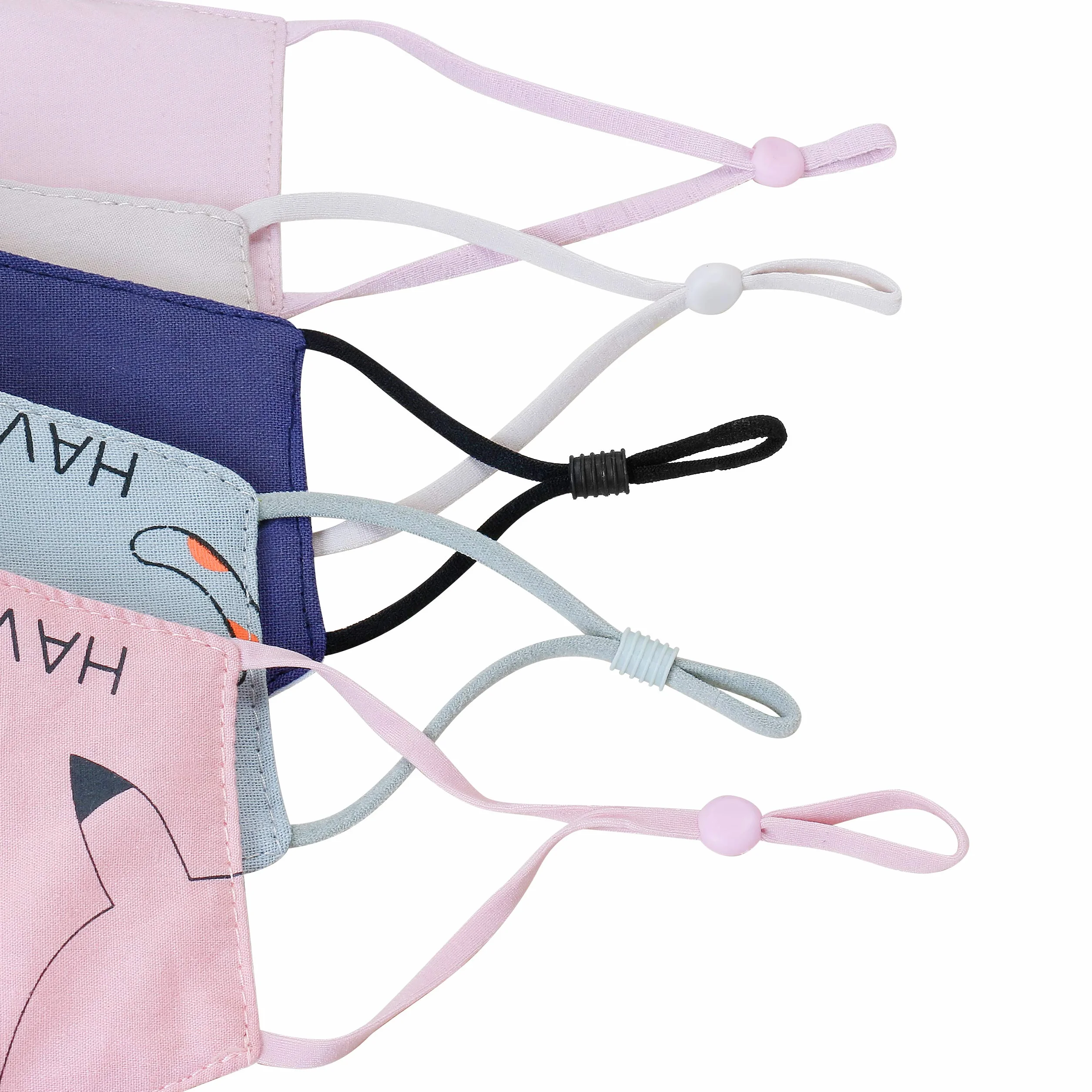 Masques Lavables pour Enfants 5 Pièces, Couvrant Bouche et Nez, Sangle Élastique Réglable