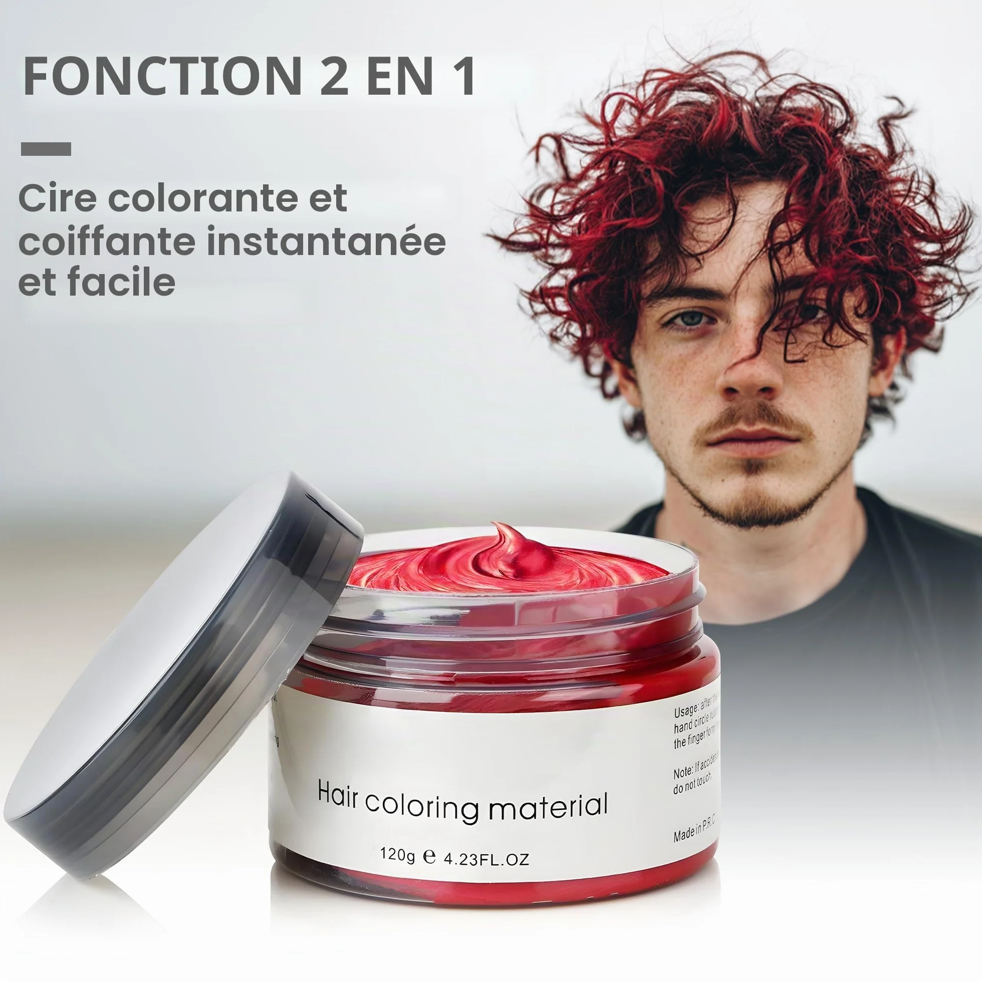 Cire Colorante Temporaire Cheveux 4.23 oz Rouge Facile À Laver Cosplay Adulte