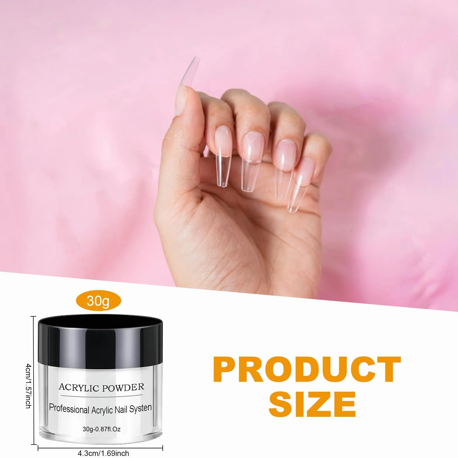 Poudre Acrylique pour Ongles Professionnelle Extension Acrylique Sculpture 3D Claire Débutants Sans Lampe