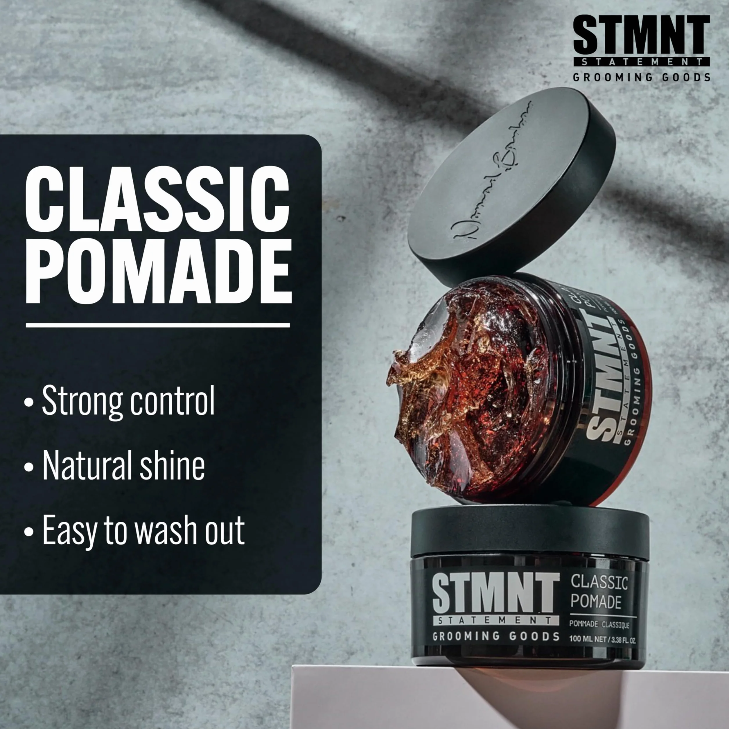 STMNT STATEMENT GROOMING GOODS Classic Pomade 100 ml Natural Shine Strong Hold Easy Washable
