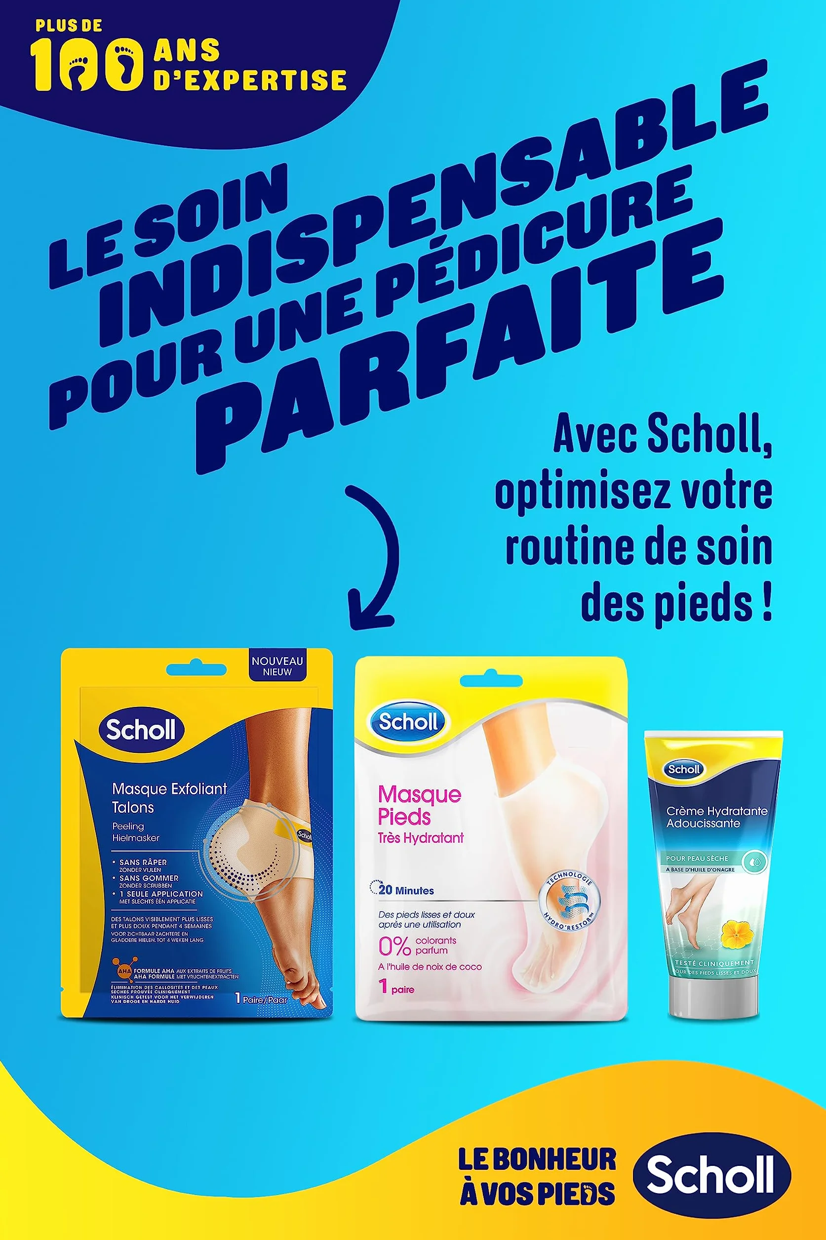 Scholl Masque Pieds Nourrissant à l'Huile de Noix de Coco, 1 Paire, Hydratant Peaux Sèches