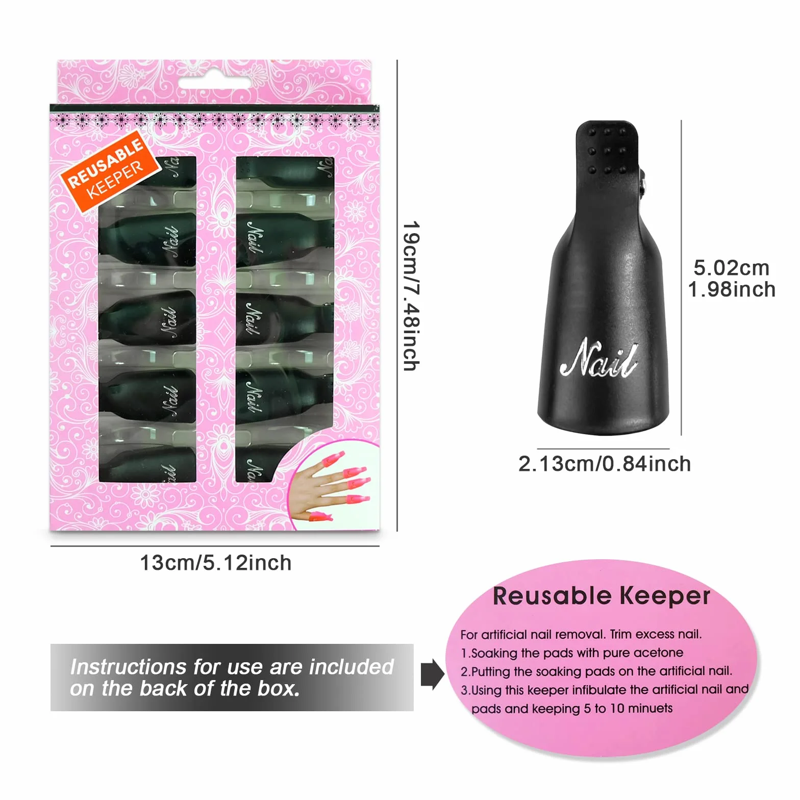 Hanyousheng Pince 10 Pièces Capuchon Ongle Vernis Semi Permanent UV Gel Dissolvant Clips Nettoyage Ongles Retirer Gel Noir