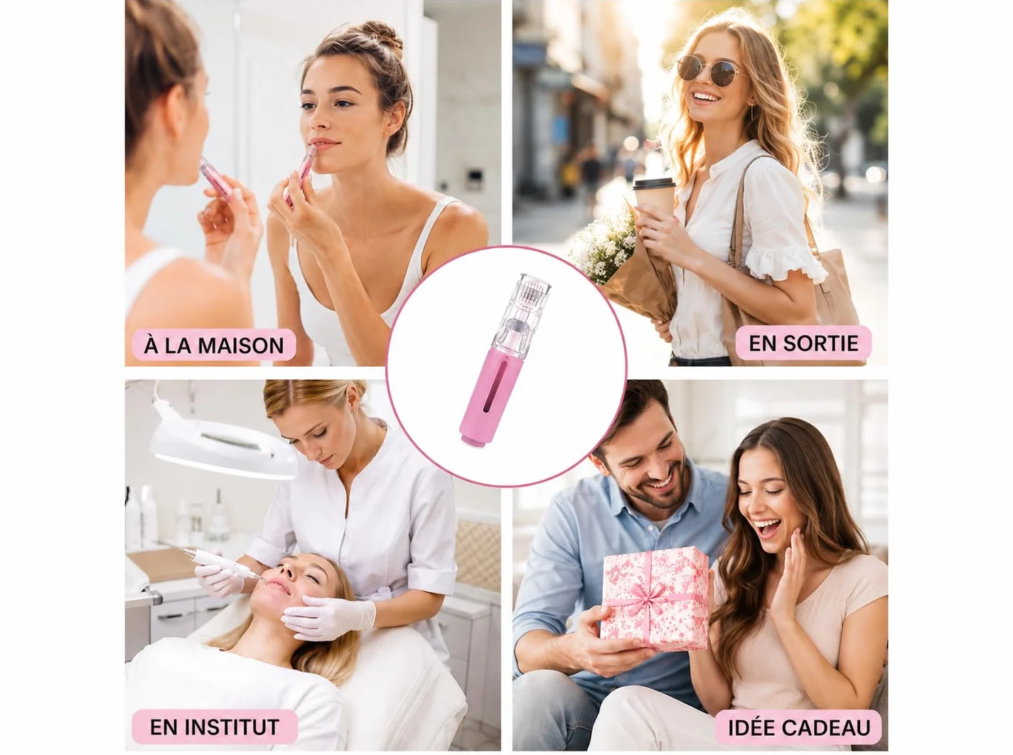 Lip Boost – Repulpeur Lèvres Microneedling – Dermaroller Lèvres 0,25 mm Réservoir – Sérum Acide Hyaluronique + 140 Aiguilles Titane – Lèvres Pulpeuses Sans Injection – Ebook Offert