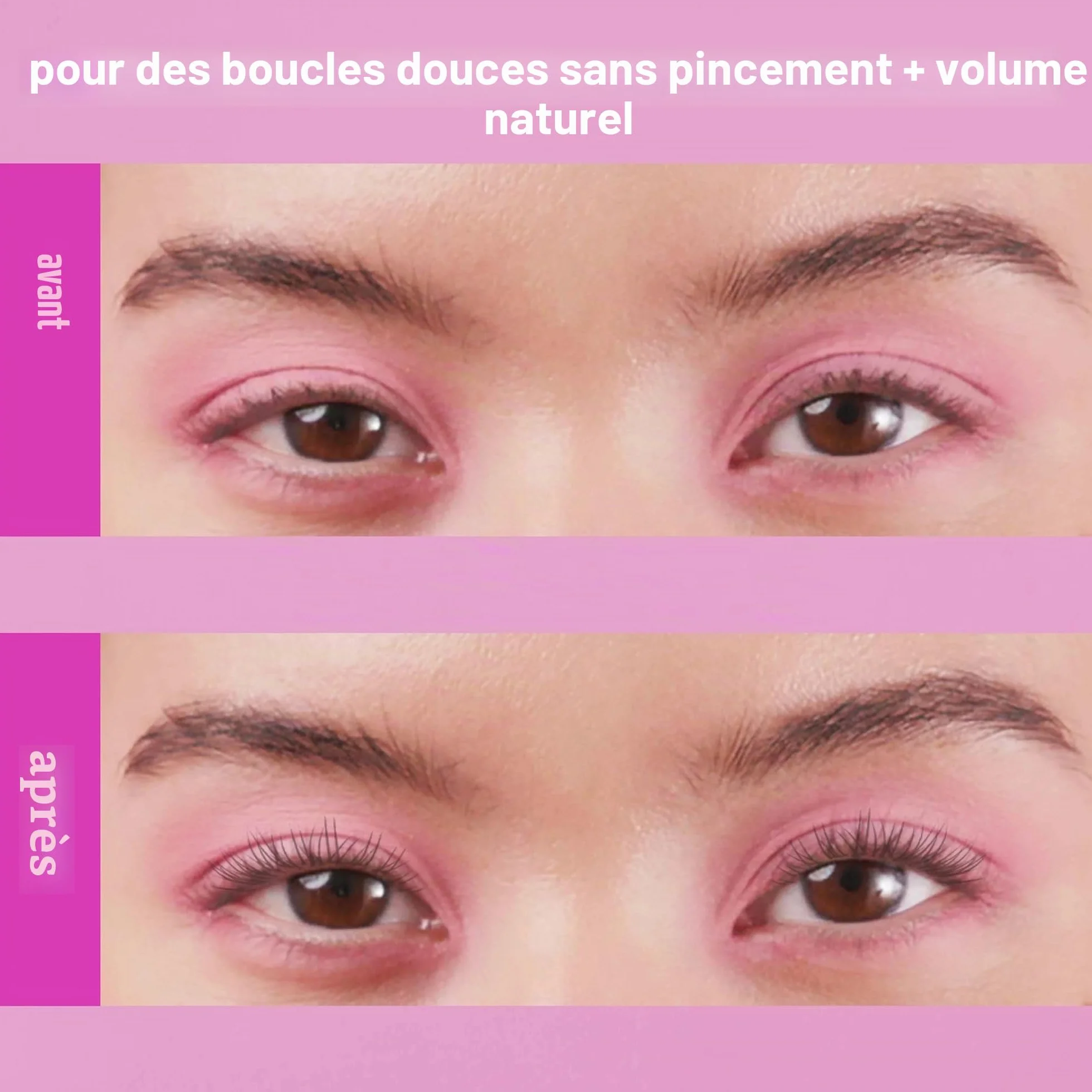 Real Techniques Recourbe-Cils Miracle, outil doux rose format voyage, cils liftés volume boost mascara
