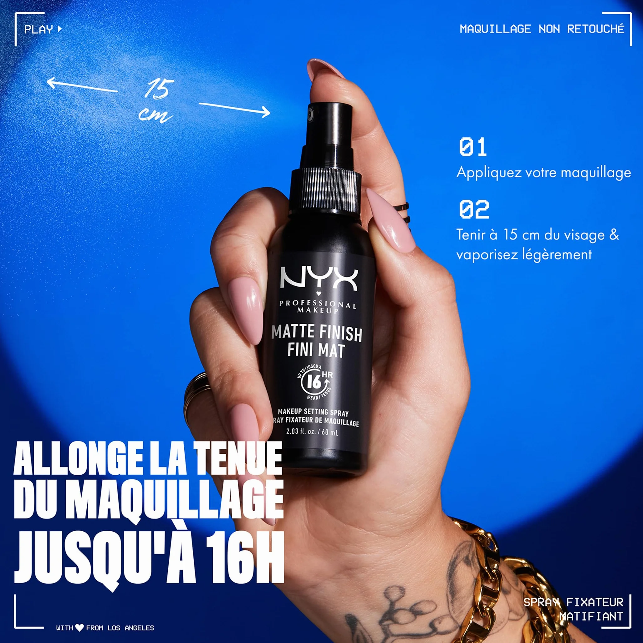 NYX Professional Makeup Setting Spray Mate Finish, Spray de Finition, Tenue Longue Durée, Fini Mat, Formule Vegan
