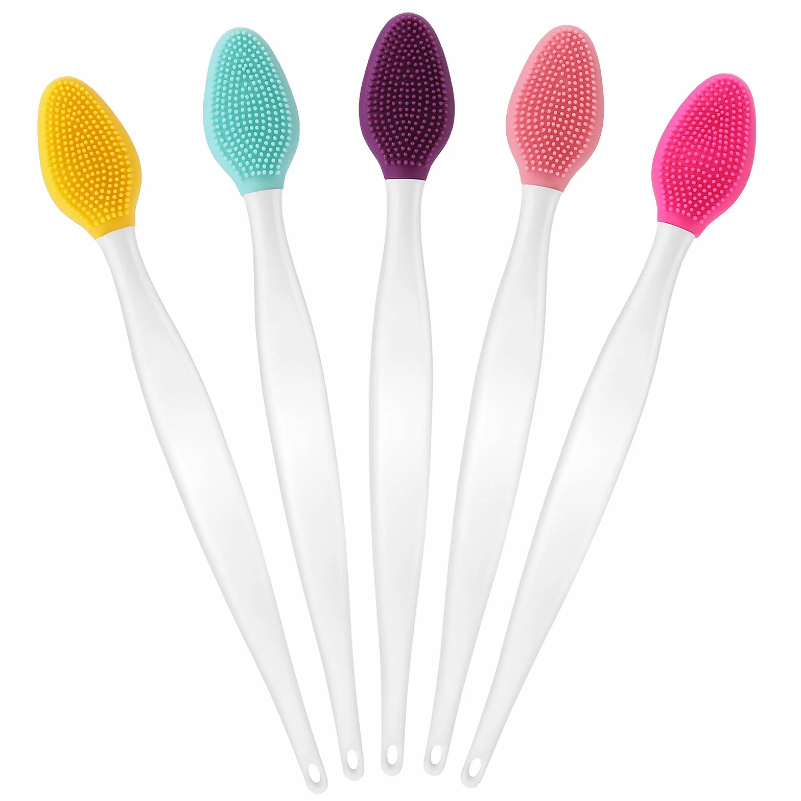 Brosse à Gommage à Lèvres Double Face Silicone Exfoliant Mini Pinceau Nettoyant 5pcs