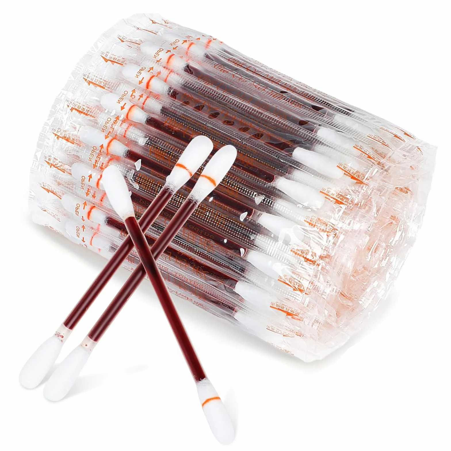 Lot de 100 Coton Tiges En Iode Jetables Désinfecté Double Tête pour Soin de Blessure