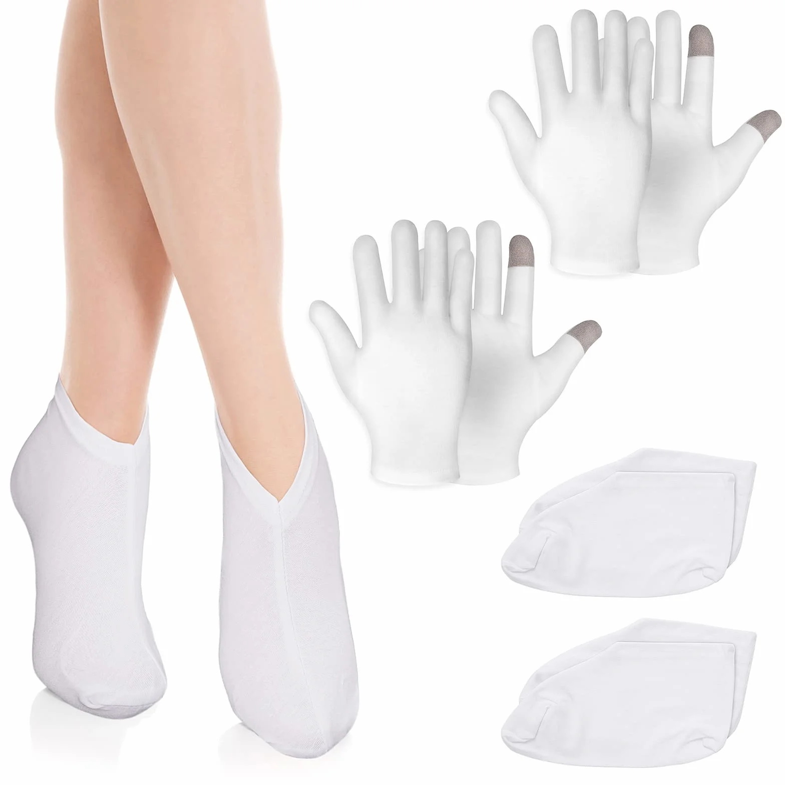 Gants et chaussettes hydratants pour écran tactile 4 paires Sibba réparation peau sèche craquelée eczéma
