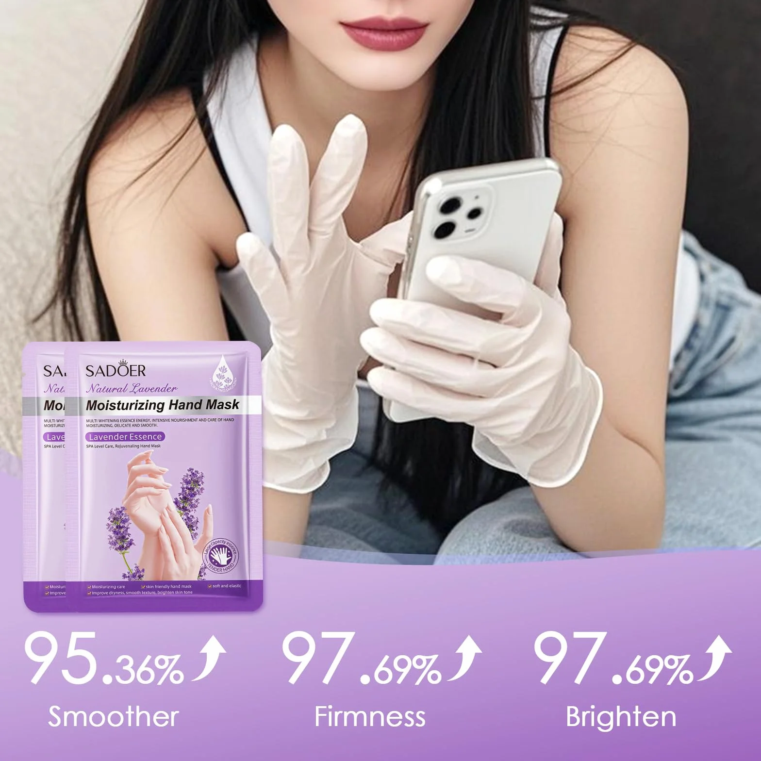 Gants Hydratants Masque De Main 4 Paires Lavande Aloe Vera Peau Sèche