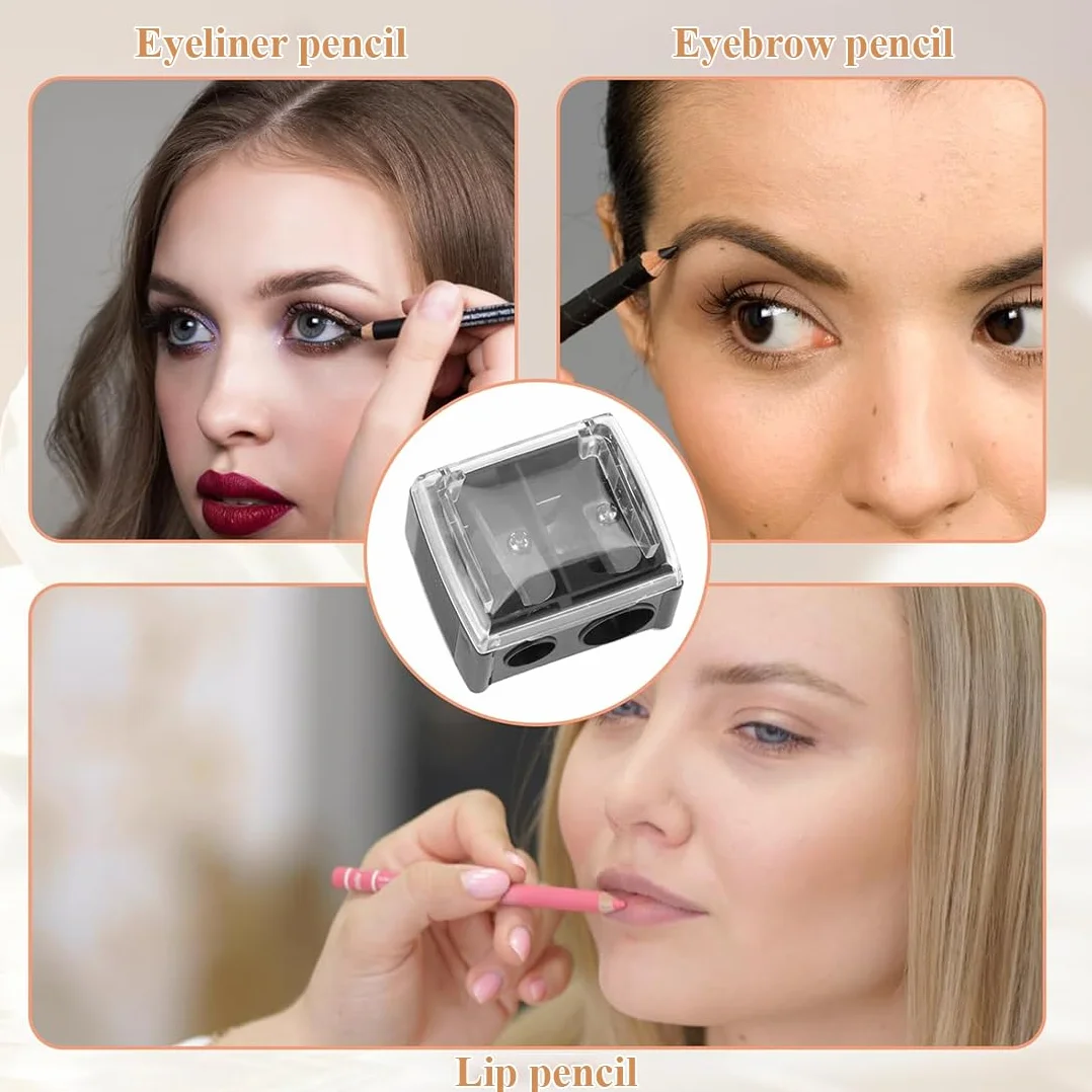 Taille-crayon Universel Double Trou pour Maquillage, Accessoires Cosmétiques, Eye-liner, Crayon à lèvres et Sourcils