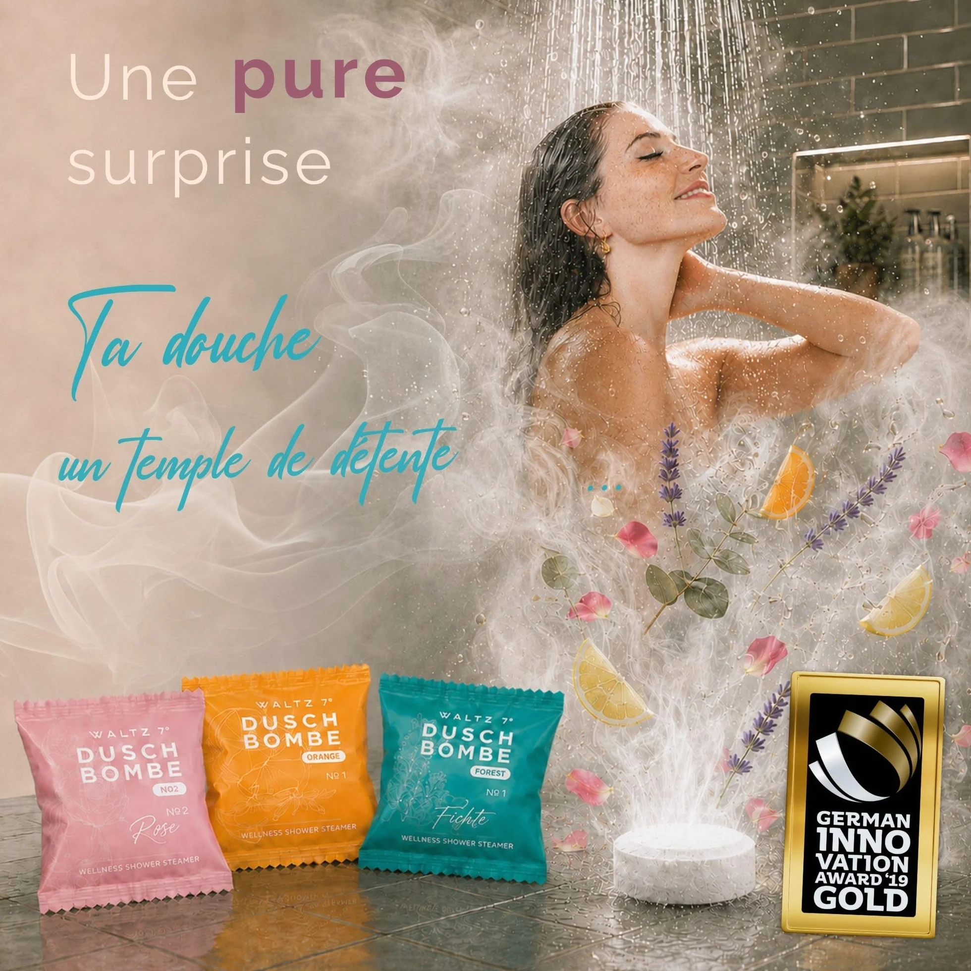 WALTZ 7 Set Bombes de Douche, 16 Sachet, 8 Senteurs, Aromatherapie, Calmant, Revigorant, Relaxant, Coffret Beaute
