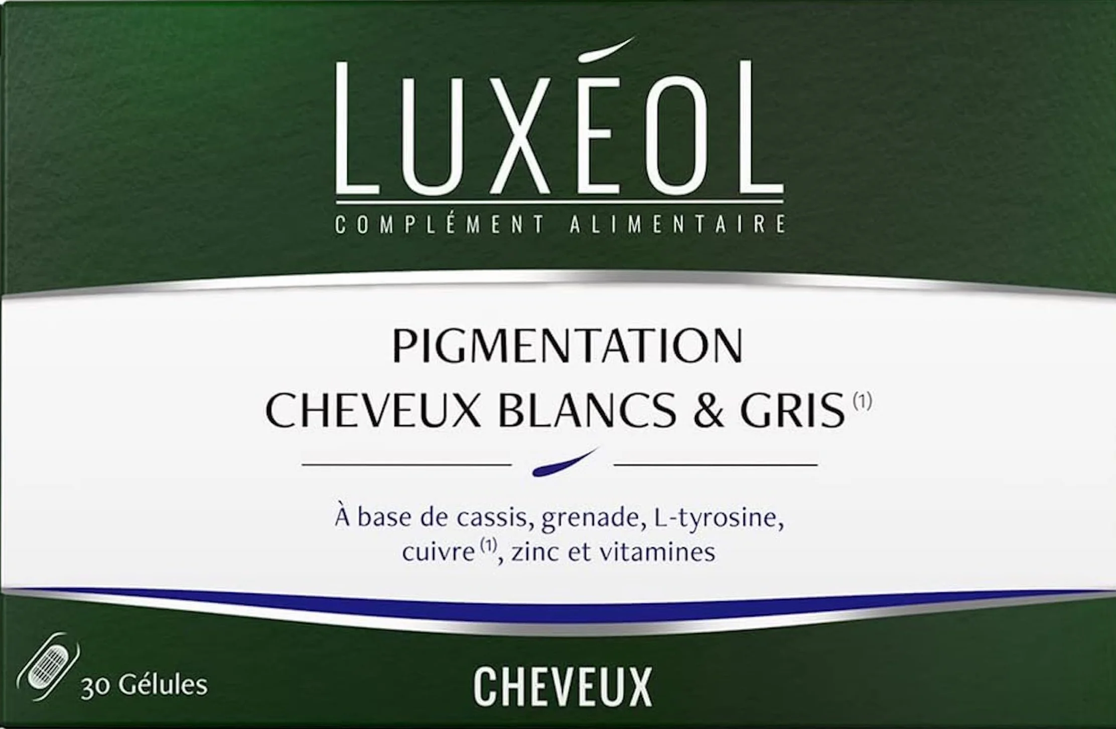LUXÉOL Complément Alimentaire Pigmentation Cheveux Blancs & Gris 30 Gélules Programme 1 Mois