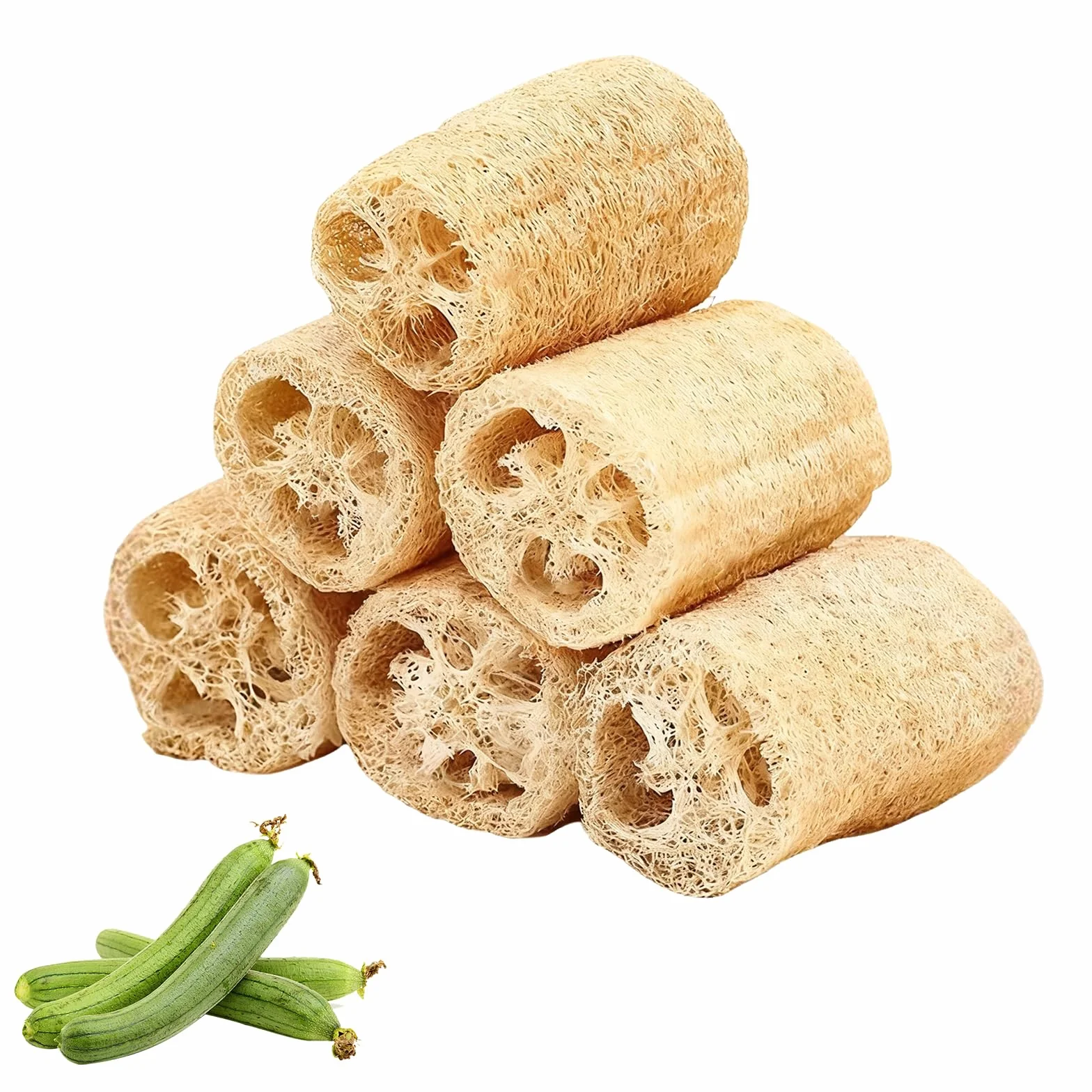 Éponge Exfoliante Corps Naturelle Loofah 10cm, Luffa Biologique pour Bain Douche et Cuisine
