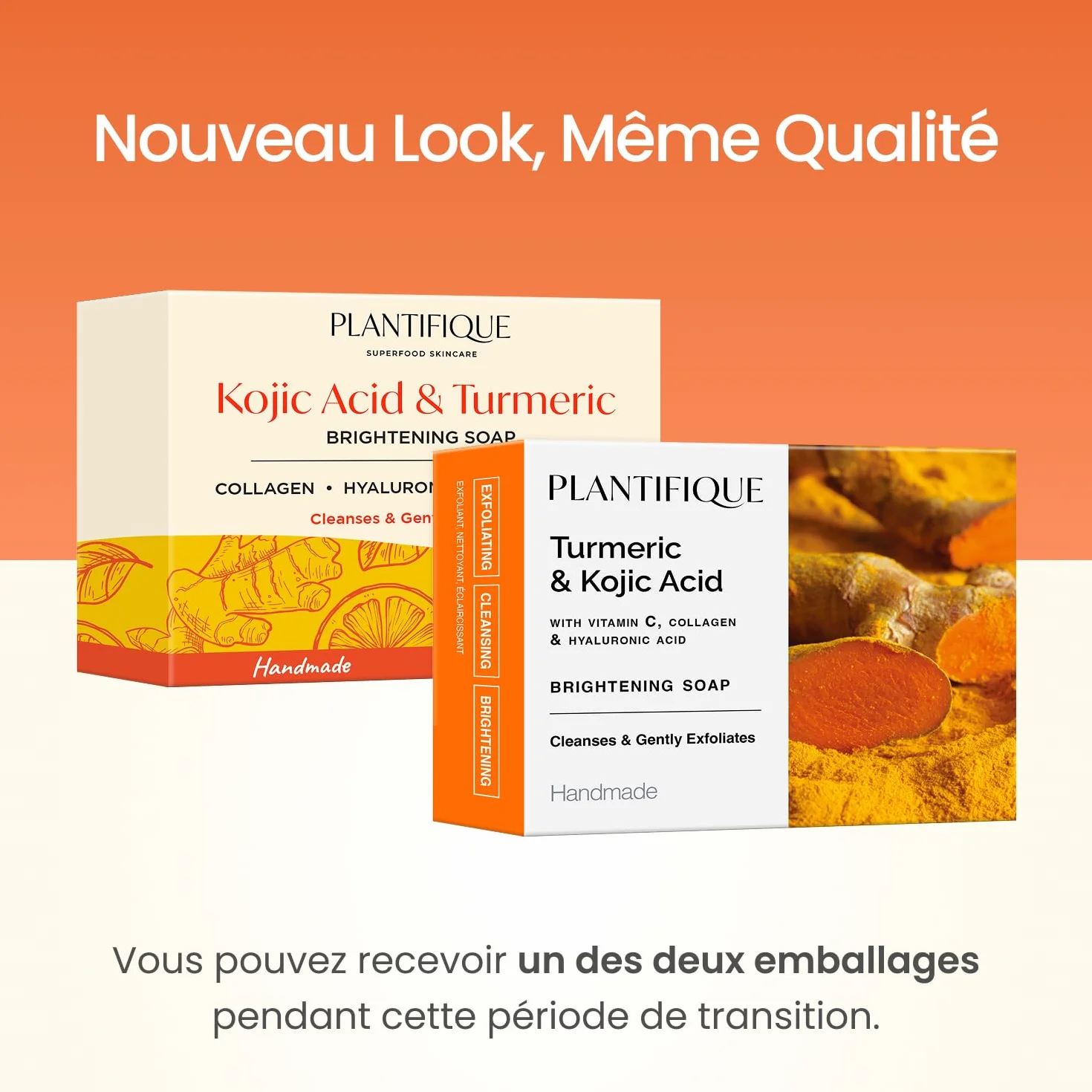 PLANTIFIQUE Savon Curcuma & Acide Kojique Visage Corps Anti-Tache Éclaircissant 2 Barres