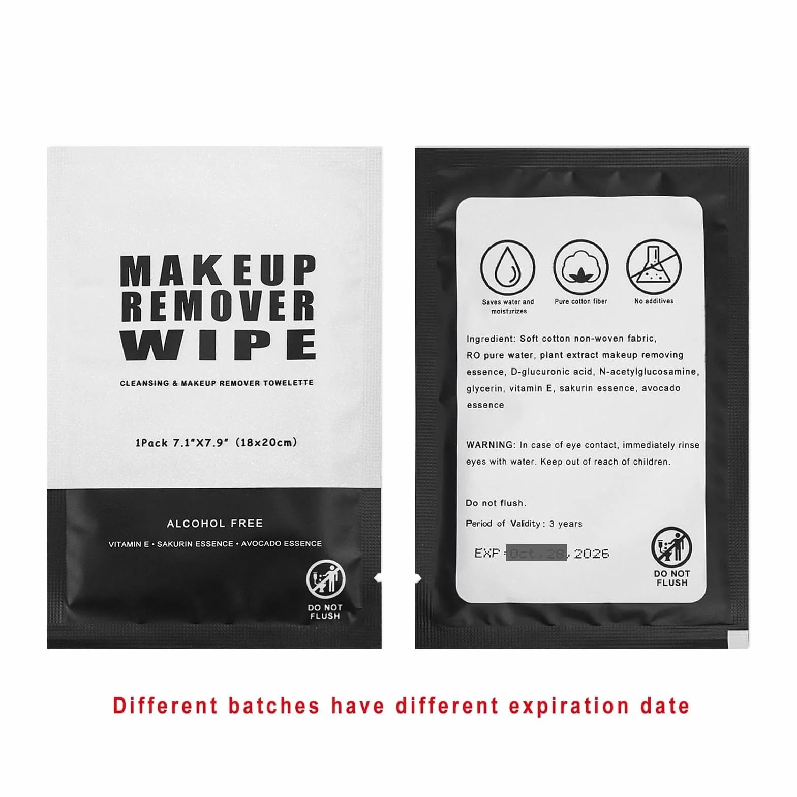 50 lingettes cosmétiques emballées individuellement, lingettes nettoyantes pour le visage, démaquillant, doux et doux