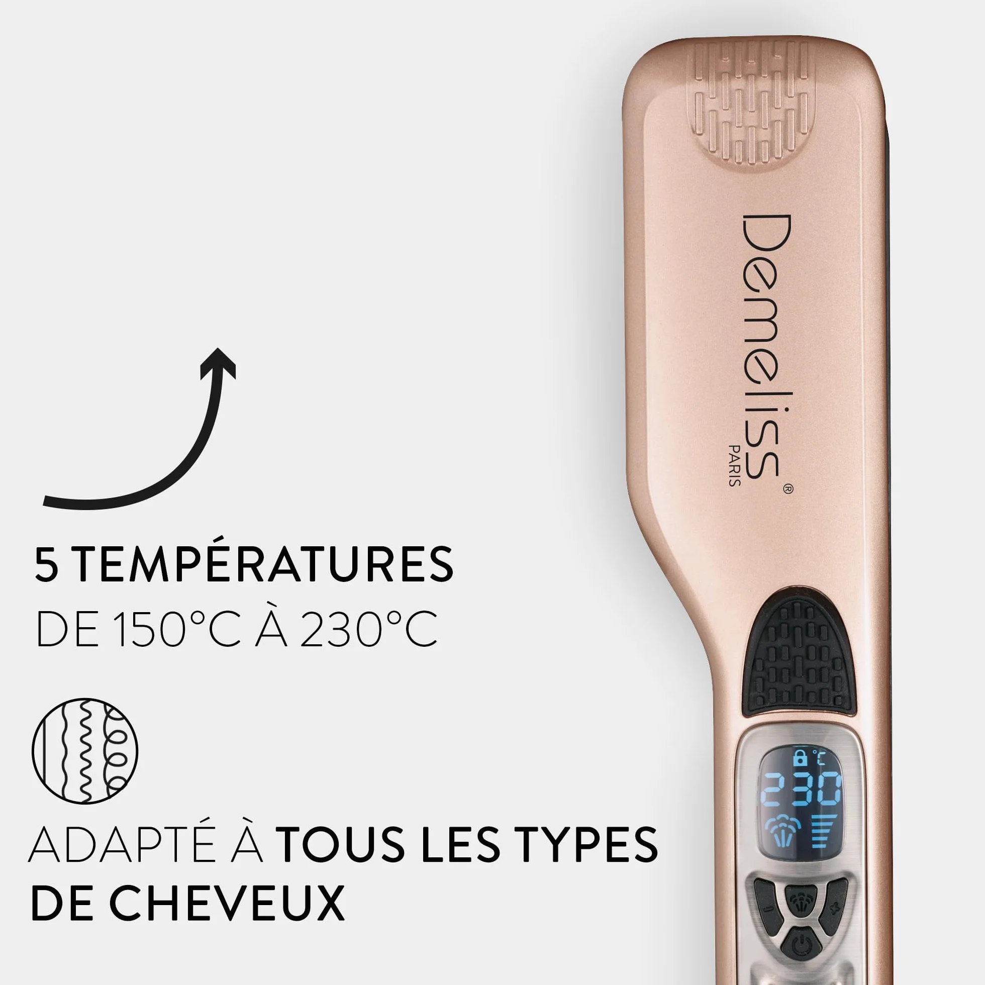 Demeliss SAINT ALGUE Lisseur Vapeur TITANIUM Plaques Titane Vapeur Ultra Puissante Réservoir XL 40ml Professionnel